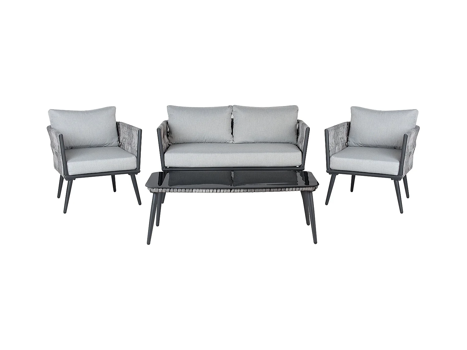 Ensemble de salon de jardin avec table 4 places PREVEZA Gris