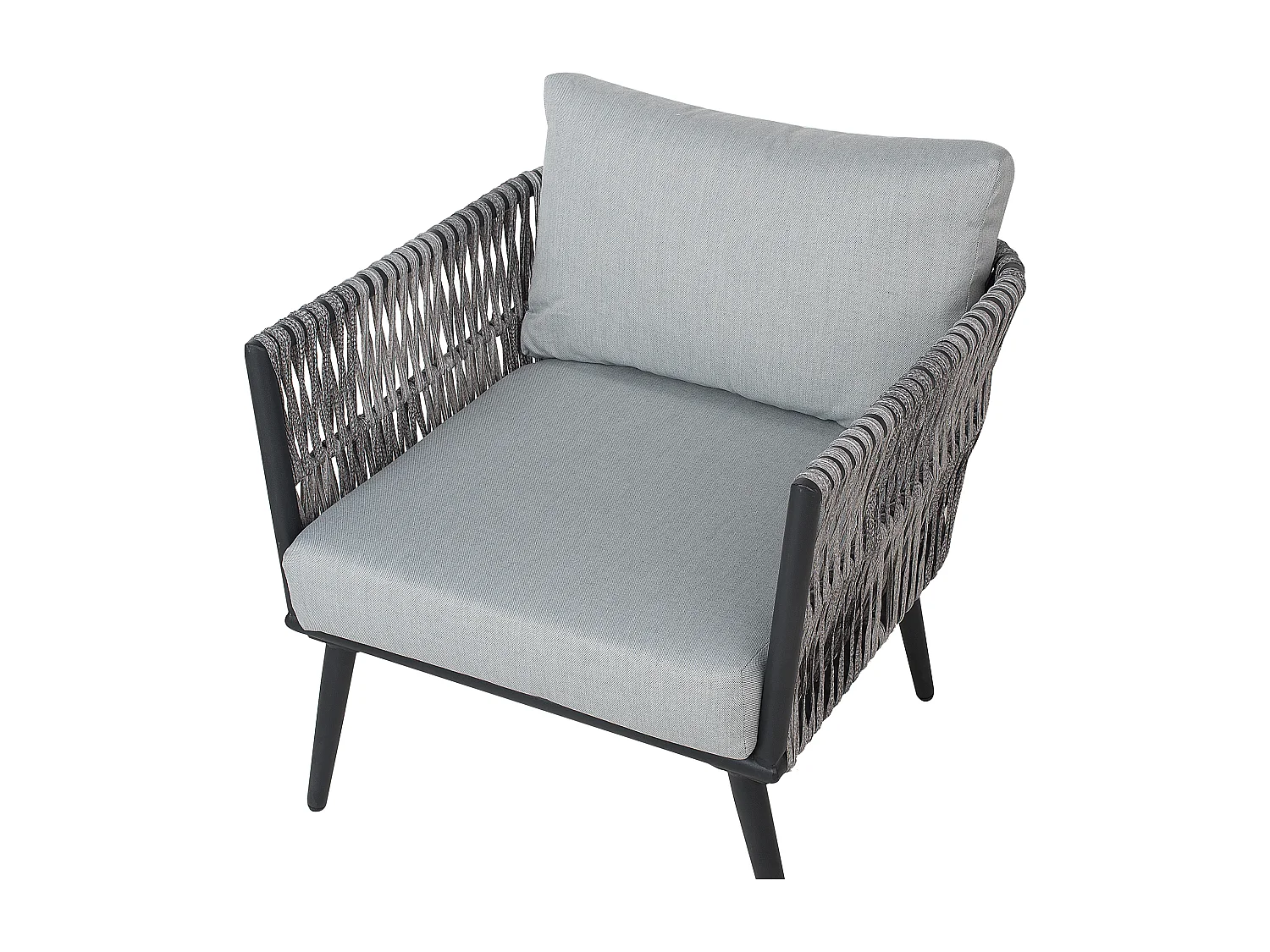 Modernes Gartenset Rattan Terrasse 5 Personen grau/schwarz Preveza