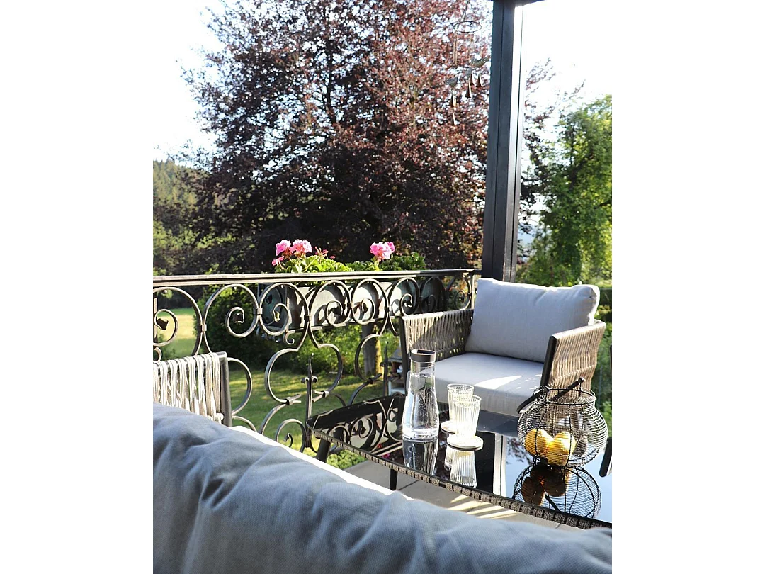 Garden Lounge Set with Table 4 Seater PREVEZA Grey PE Rattan
