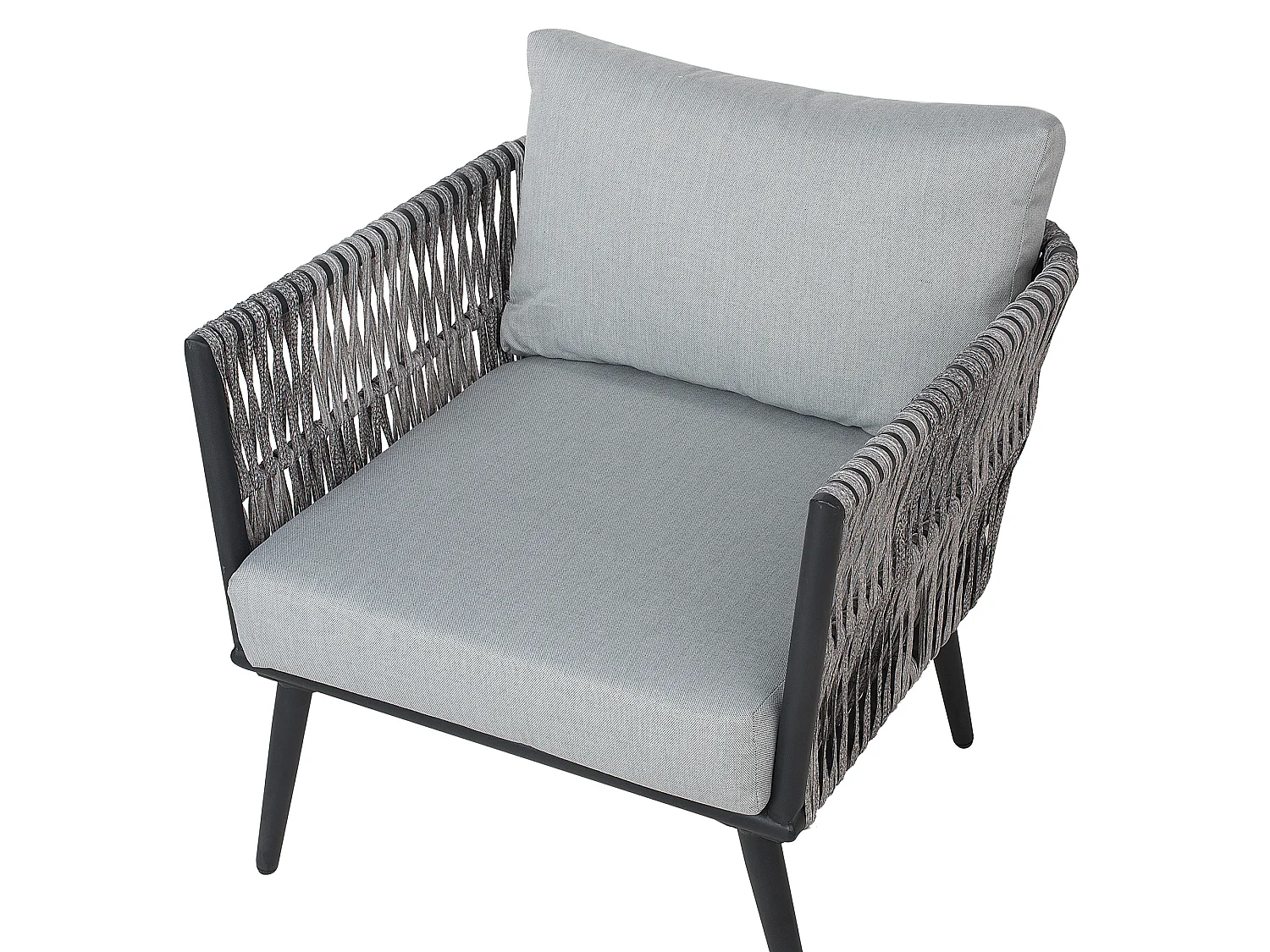 Zestaw ogrodowy ze stolikiem dla 4 osób PREVEZA Technorattan Szary