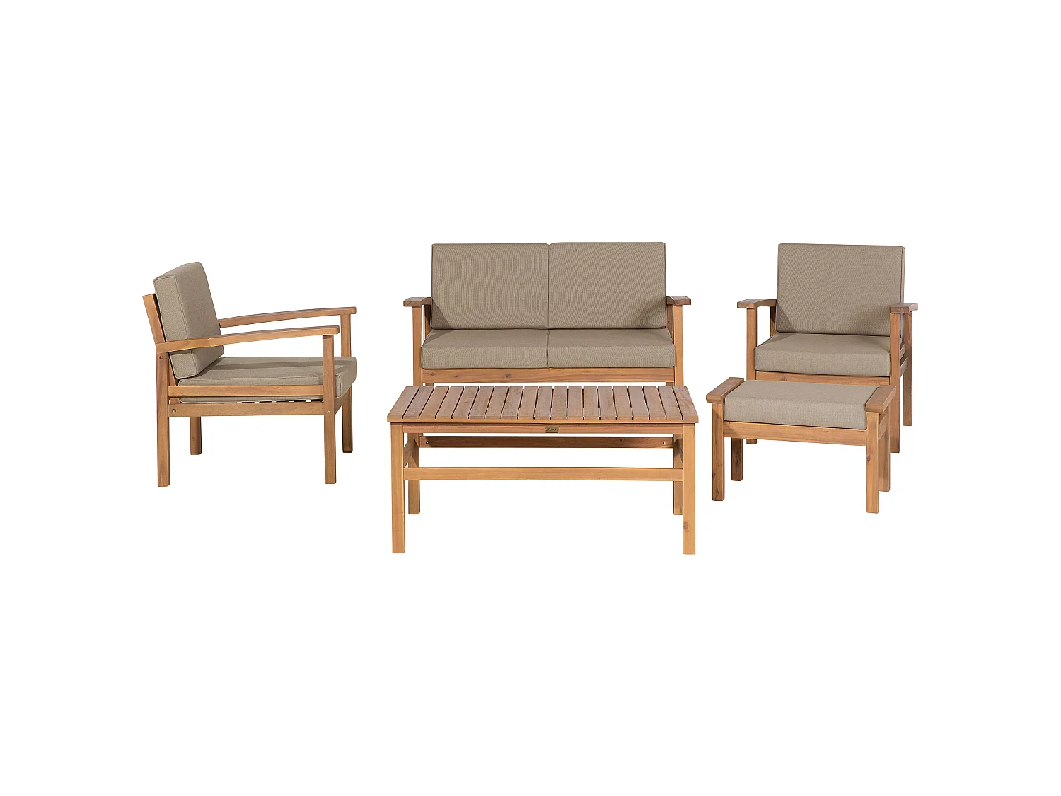 Ensemble de salon de jardin avec table et ottoman 4 places MANILA Acacia Marron clair