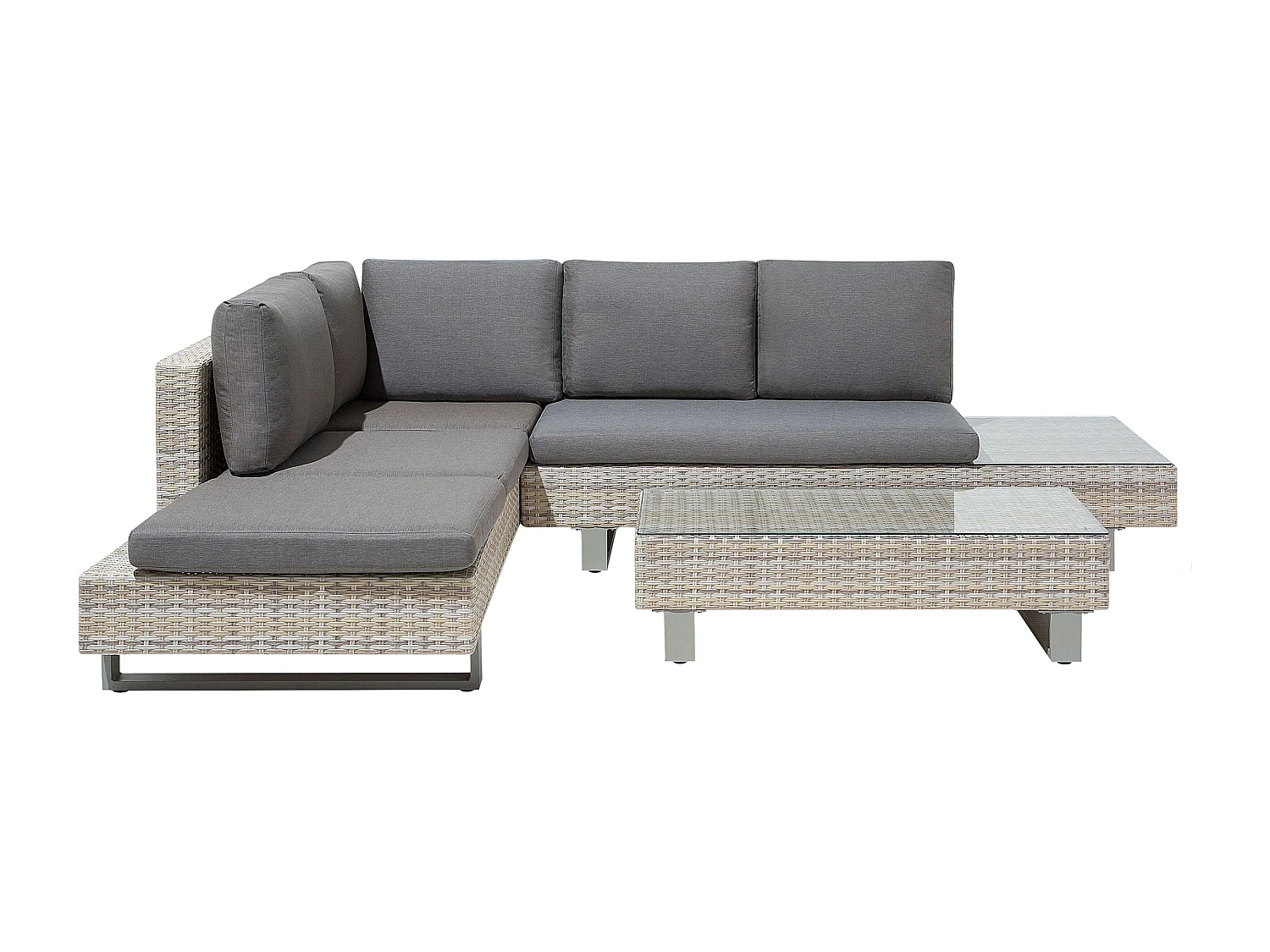 Tuin hoekloungeset met tafel 5-zitter LANCIANO Rechterzijde Grijs