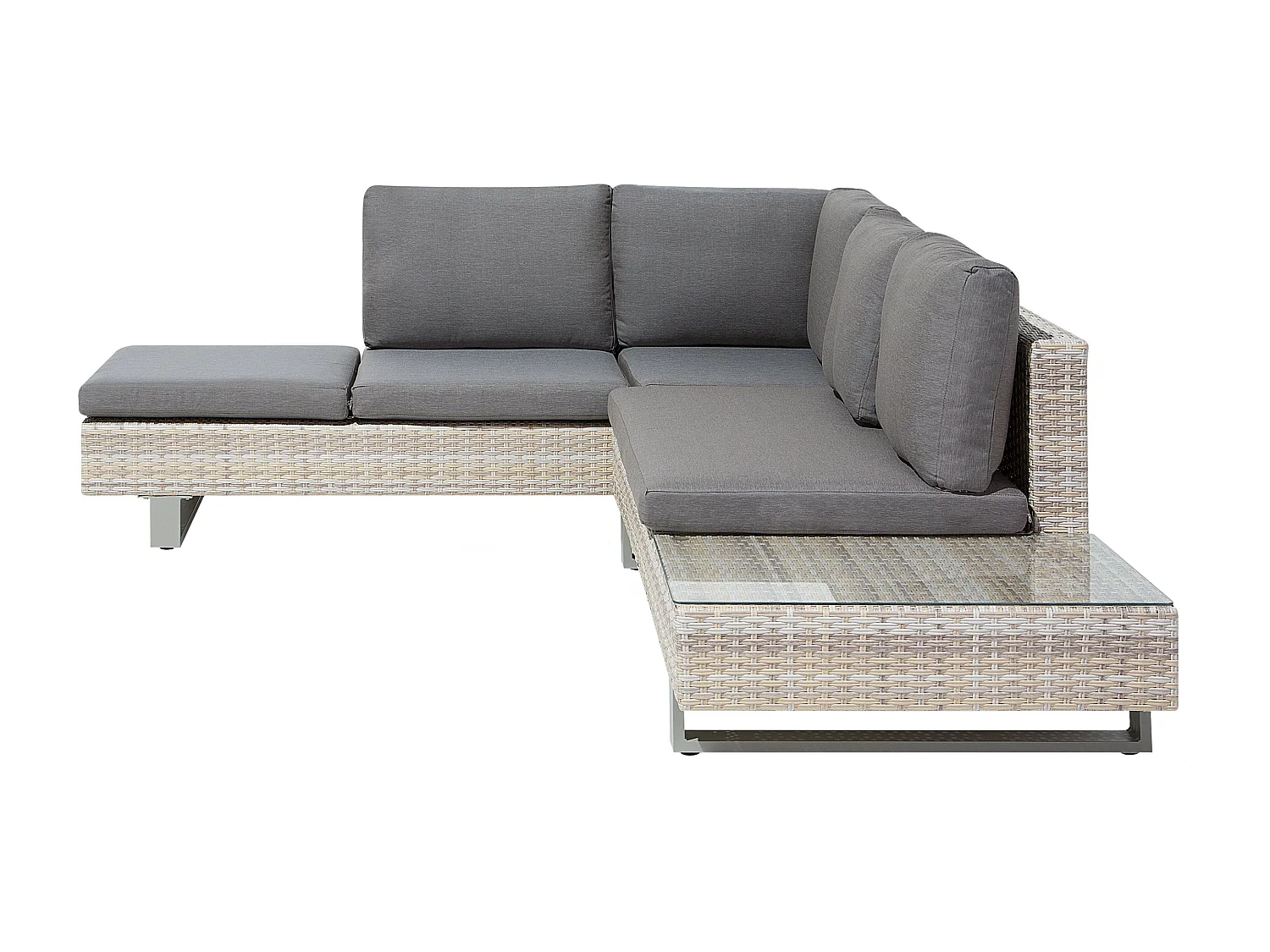 Tuin hoekloungeset met tafel 5-zitter LANCIANO Rechterzijde Grijs