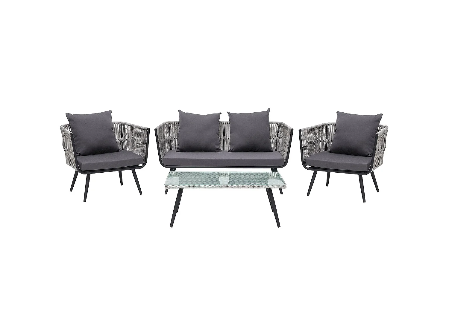 Loungeset met tafel 4-zitter RAGUSA Grijs