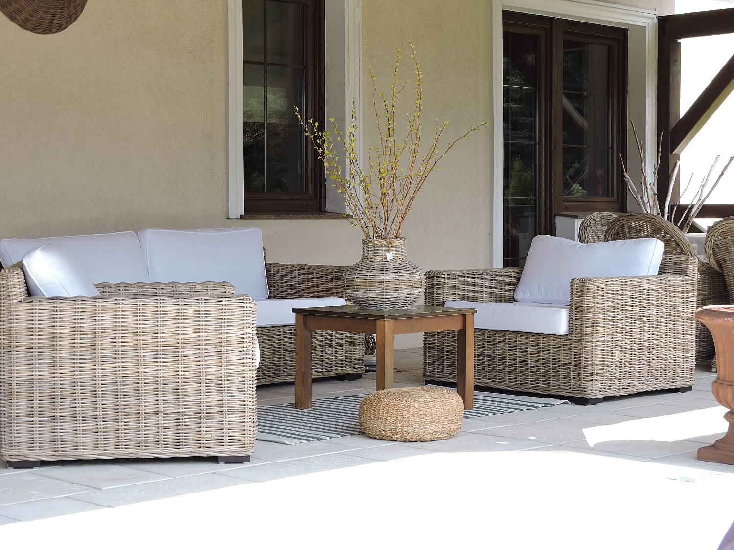 Ensemble de canapés de jardin 4 places ARDEA Rotin Marron clair