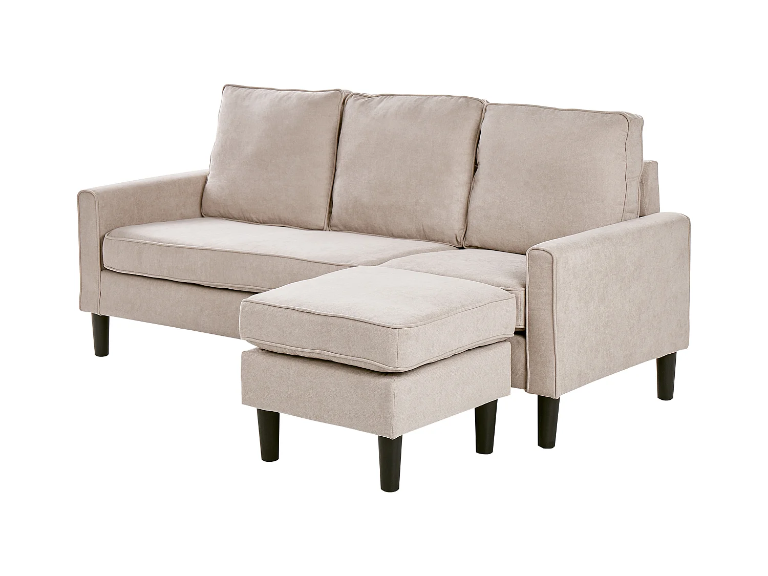 Canapé 3 places AVESTA Tissu Beige avec ottoman
