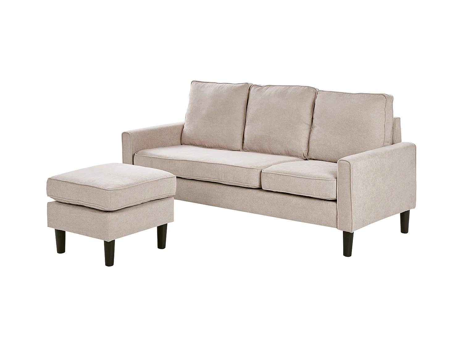 Canapé 3 places AVESTA Tissu Beige avec ottoman