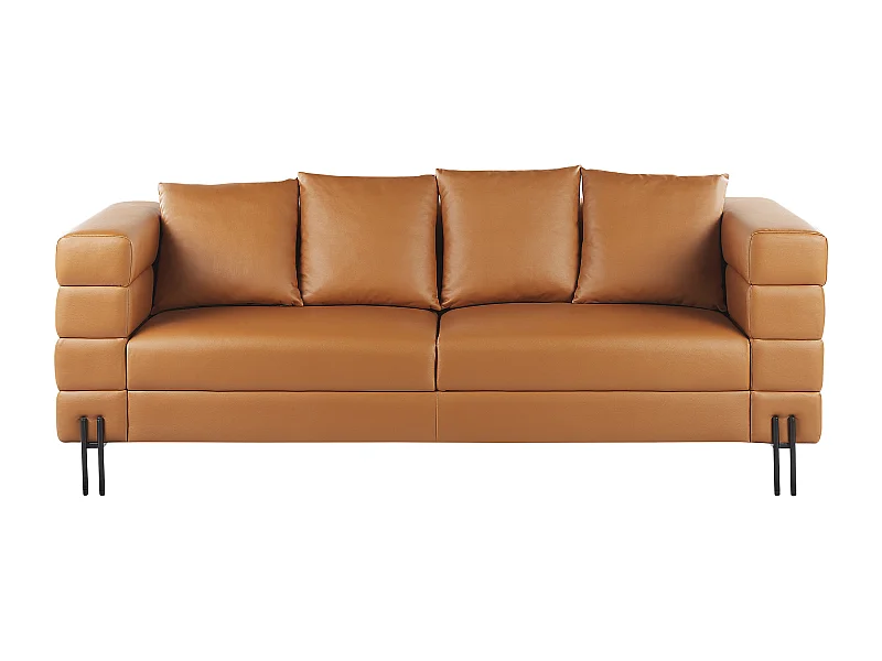 Sofa Kunstleder braun 3-Sitzer Metallbeine moderner Stil Granna