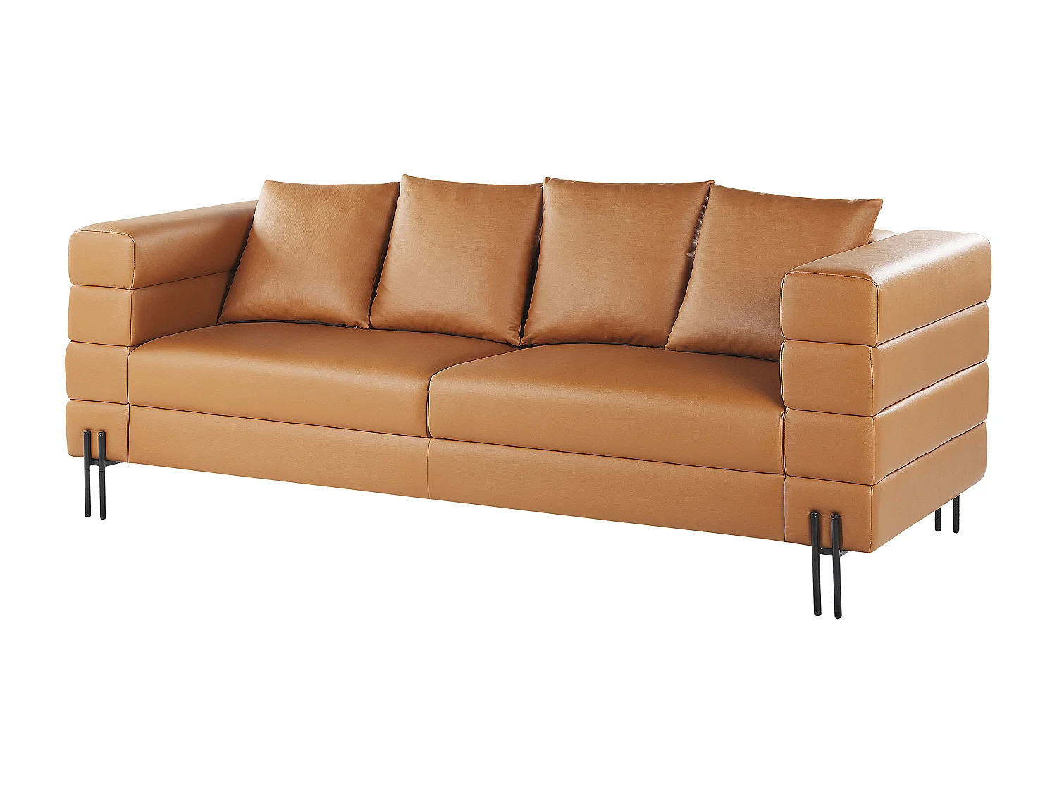 Sofa Kunstleder braun 3-Sitzer Metallbeine moderner Stil Granna