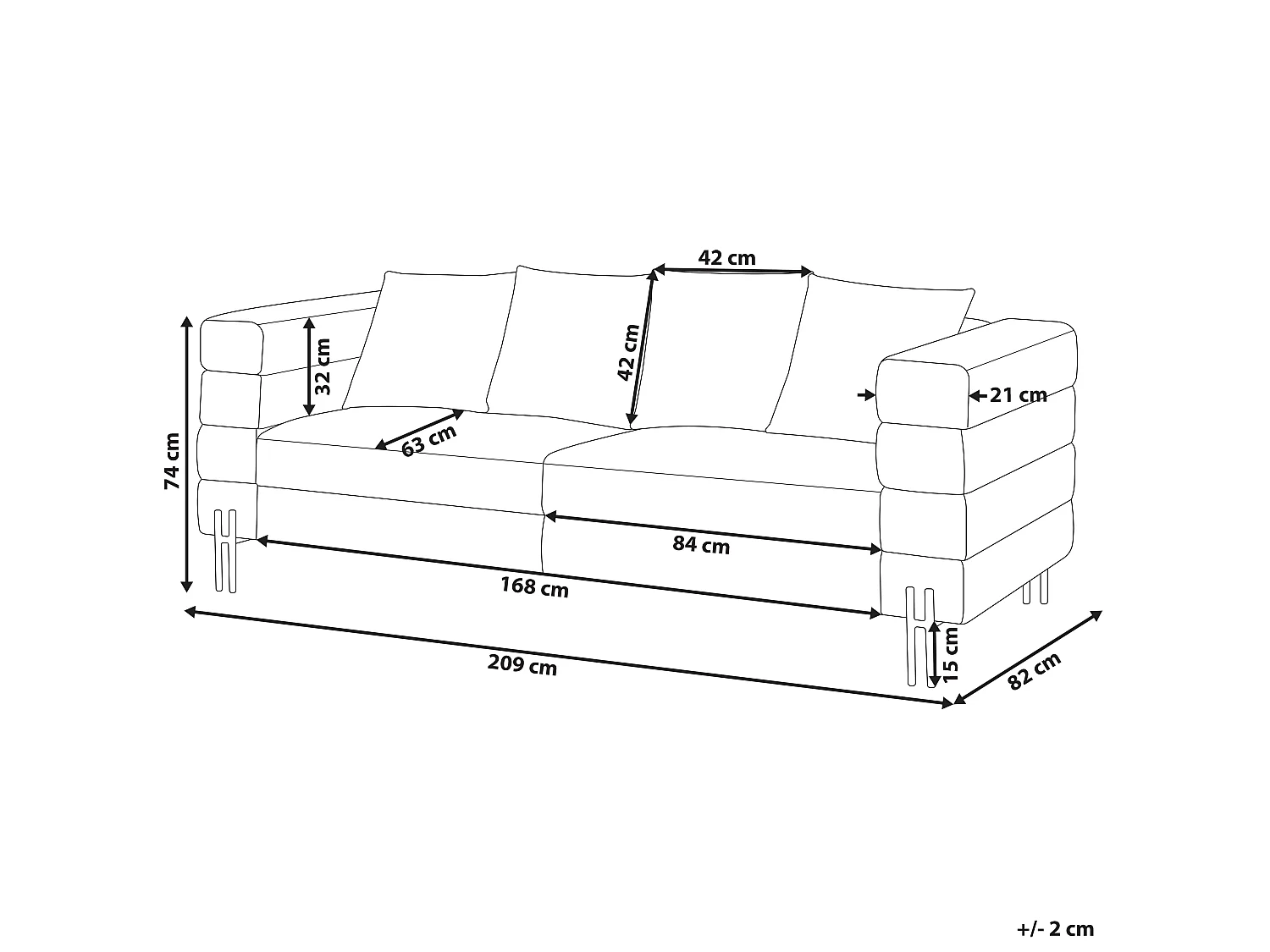 Sofá GRANNA Pele sintética Castanho 3 lugares