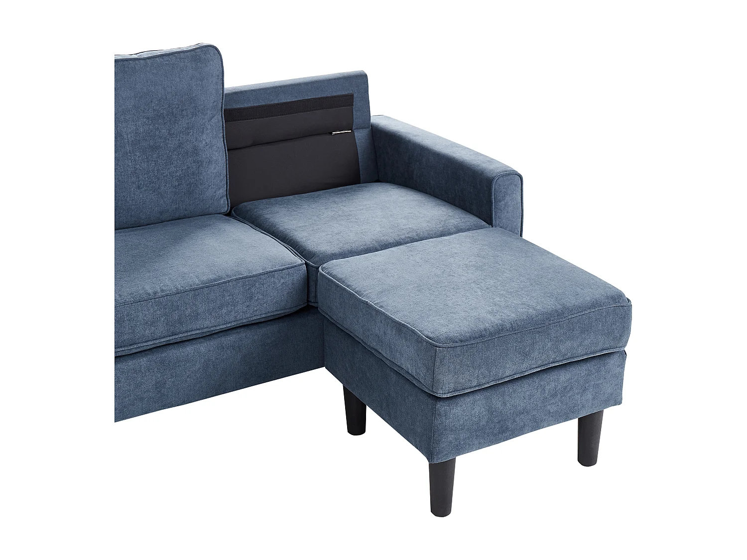 Canapé 3 places AVESTA Tissu Bleu foncé avec ottoman