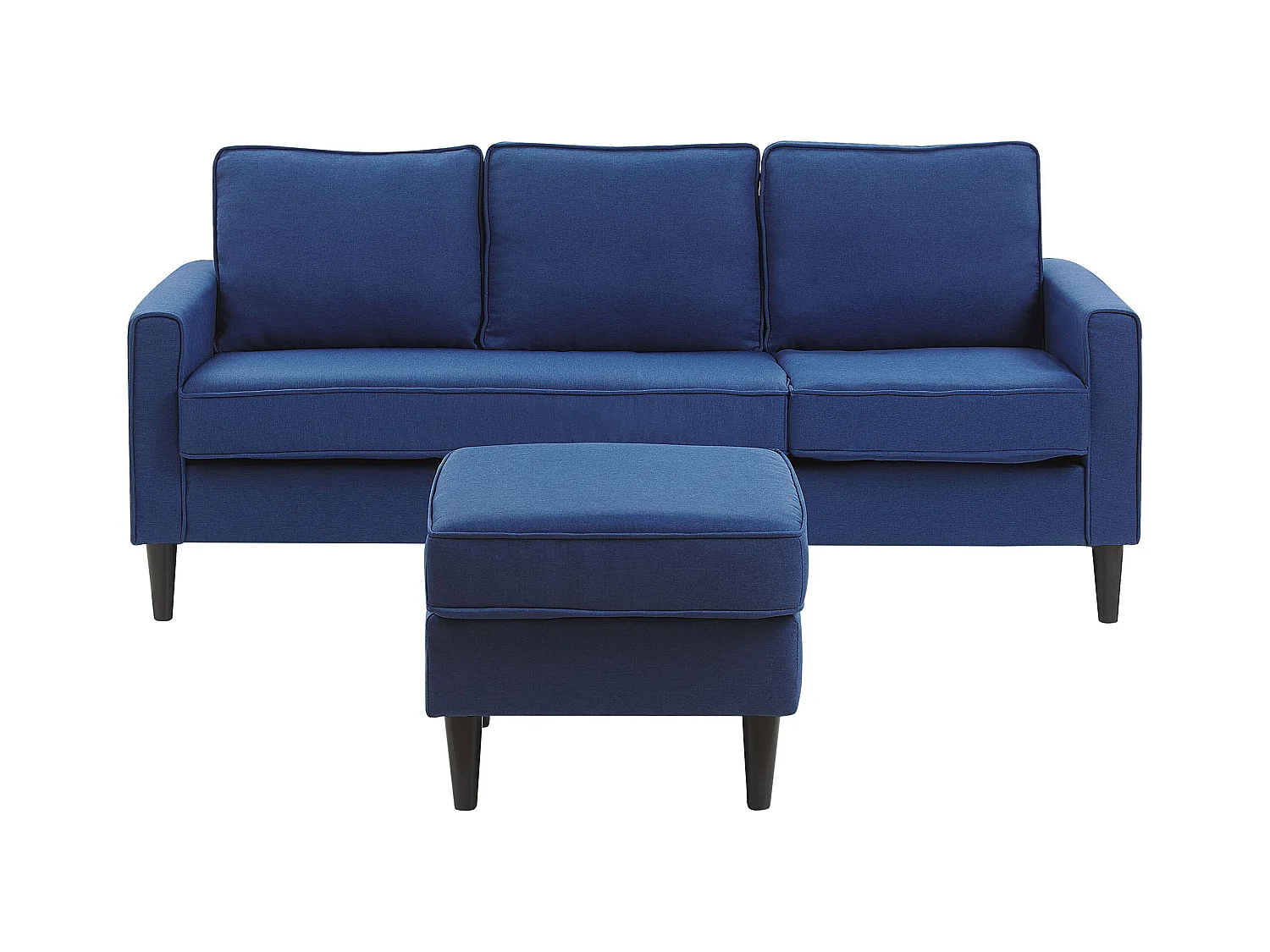 Canapé 3 places AVESTA Tissu Bleu foncé avec ottoman