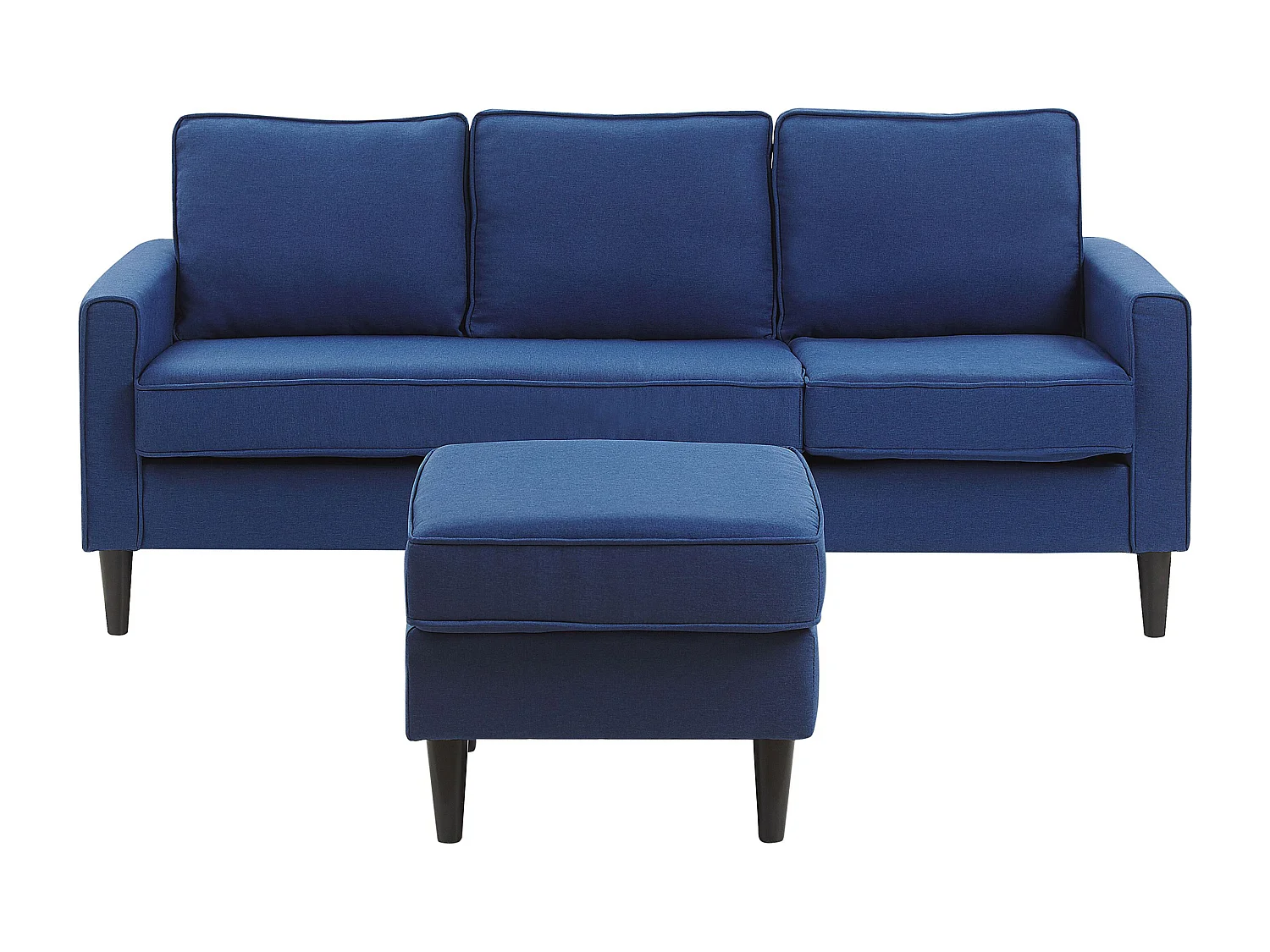 Canapé 3 places AVESTA Tissu Bleu foncé avec ottoman