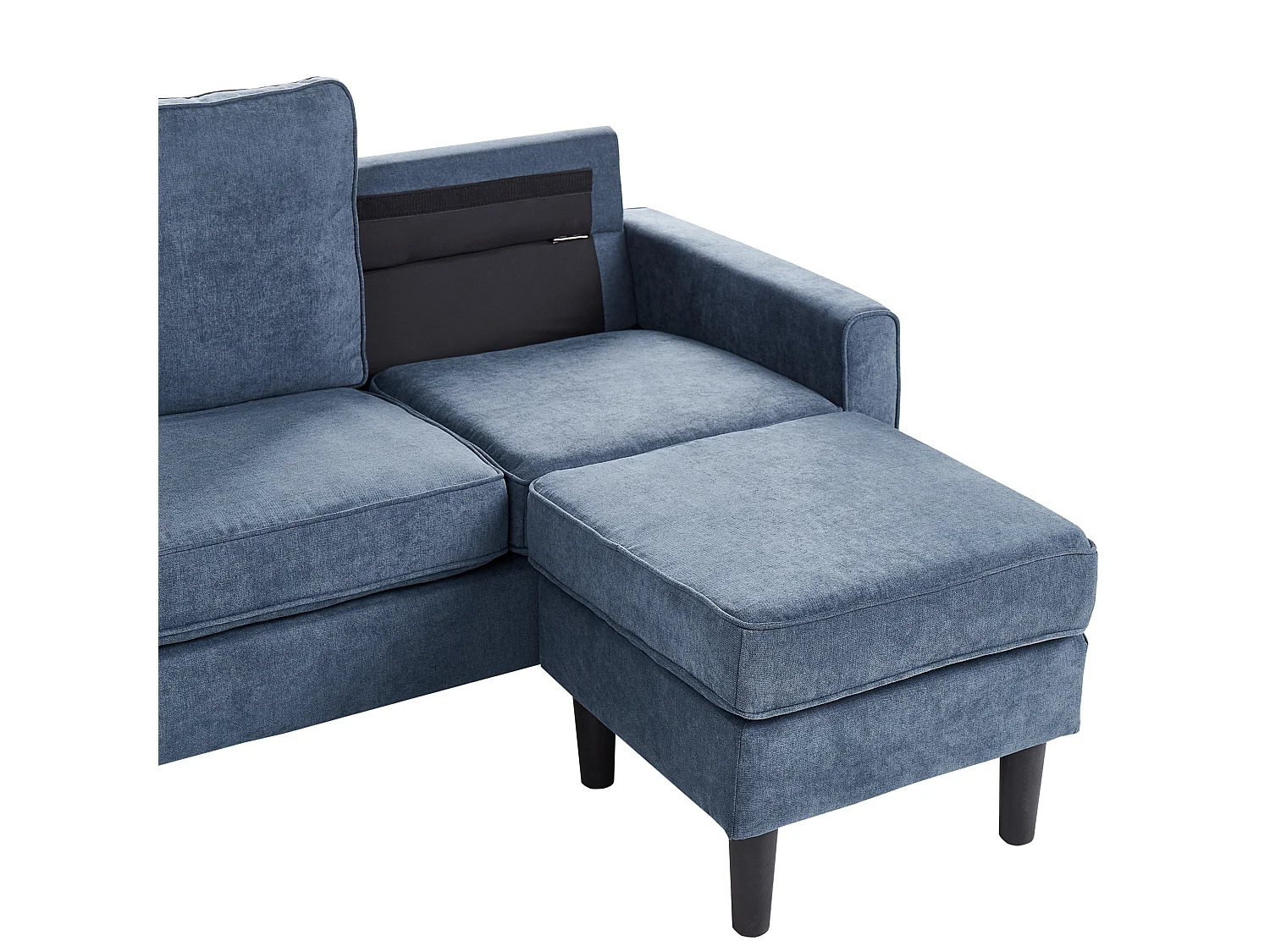 Canapé 3 places AVESTA Tissu Bleu foncé avec ottoman
