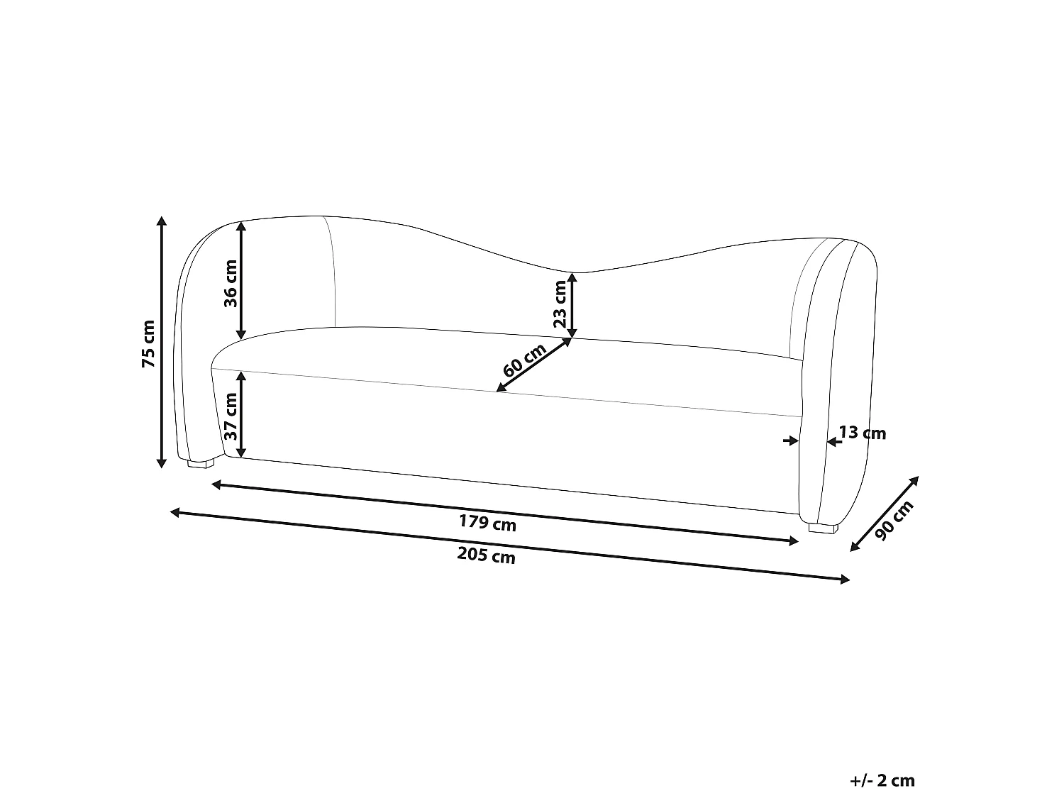 Sofa Samtstoff weiß 3-Sitzer geschwungene Form modern Veltada