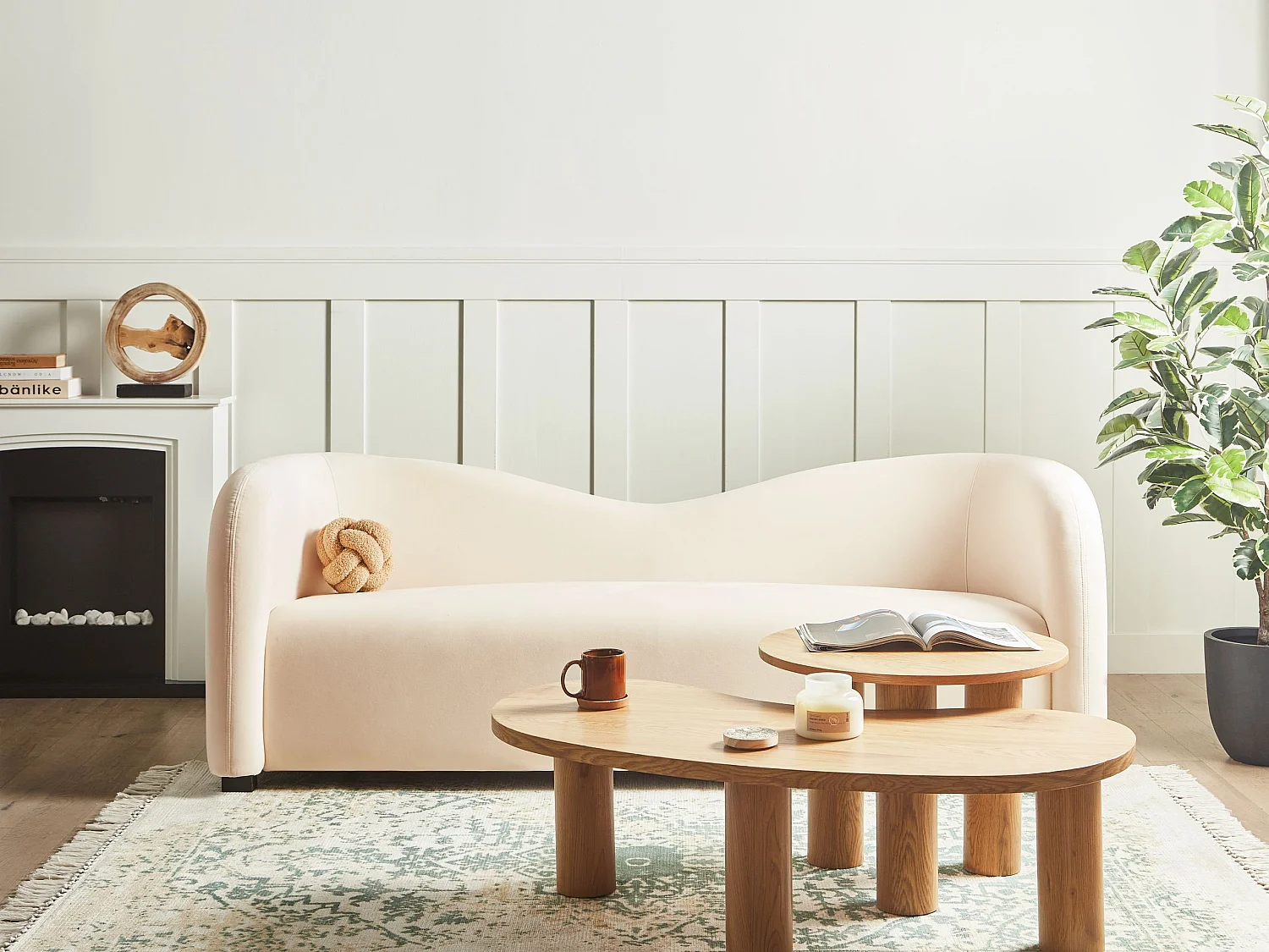 Bank VELTADA Fluweel Wit 3-zitter