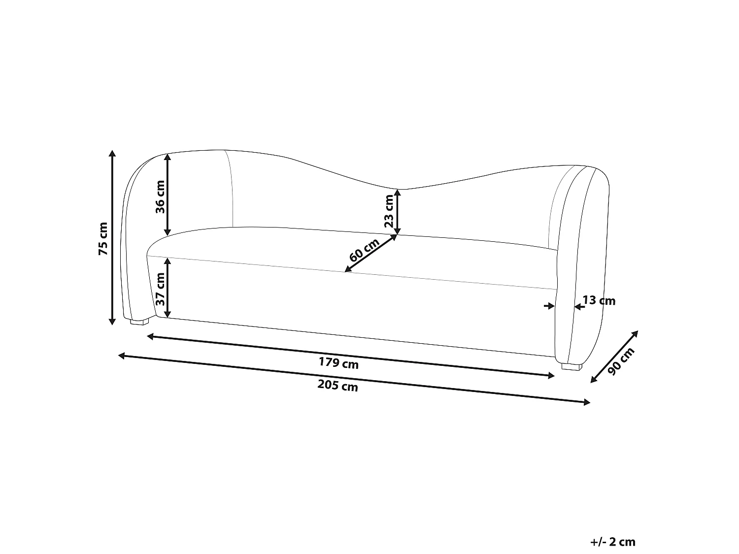 Sofa Samtstoff weiß 3-Sitzer geschwungene Form modern Veltada