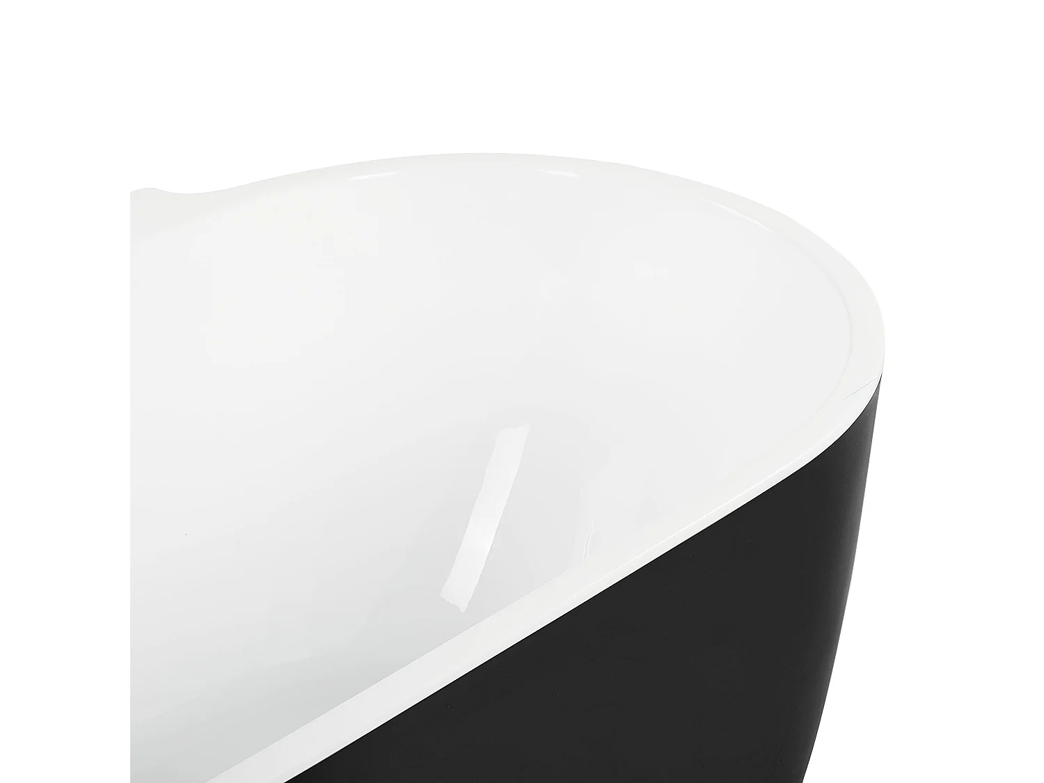 Acryl Badewanne oval freistehend schwarz mit Armatur Überlauf 170 x 80 cm Rotso