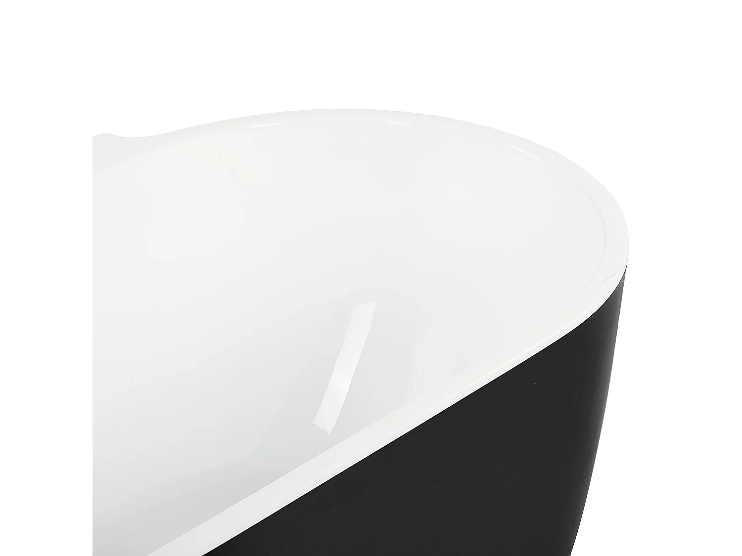 Acryl Badewanne oval freistehend schwarz mit Armatur Überlauf 170 x 80 cm Rotso