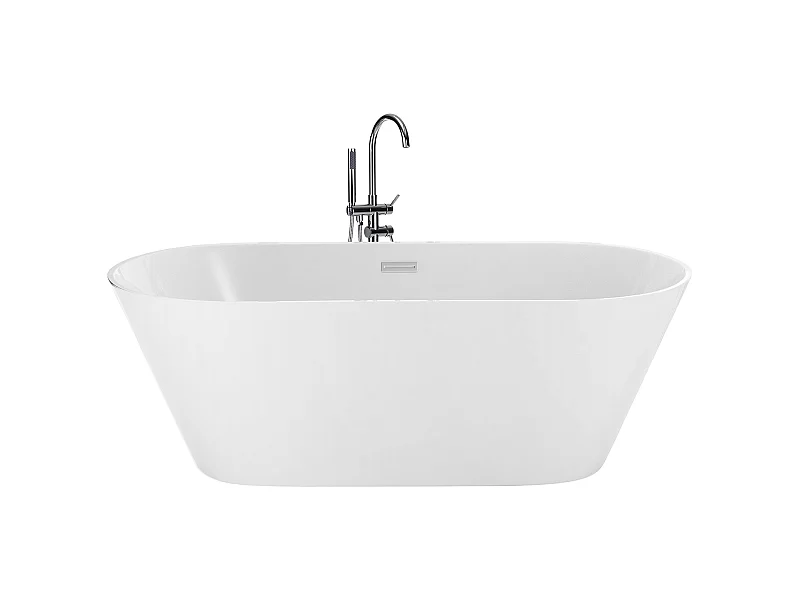 Stilvolle Acryl Badewanne oval freistehend weiß mit Überlauf 150 x 75 cm Havana