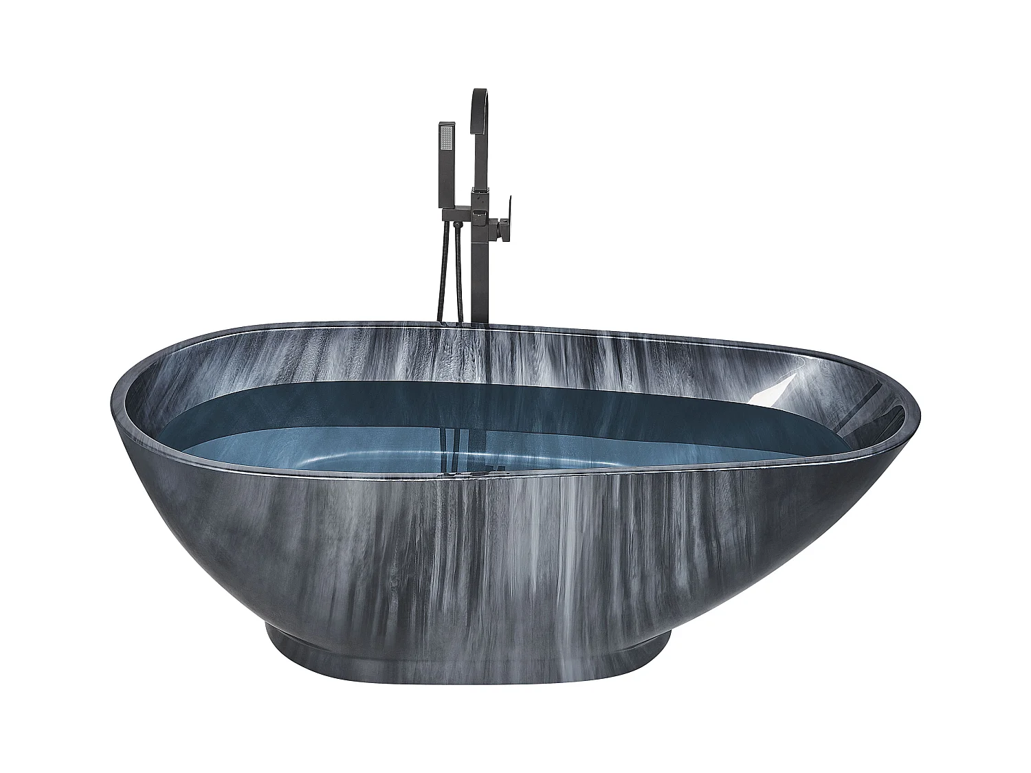 Freistehende Badwanne RIOJA 170 x 80 cm Schwarzer Marmor