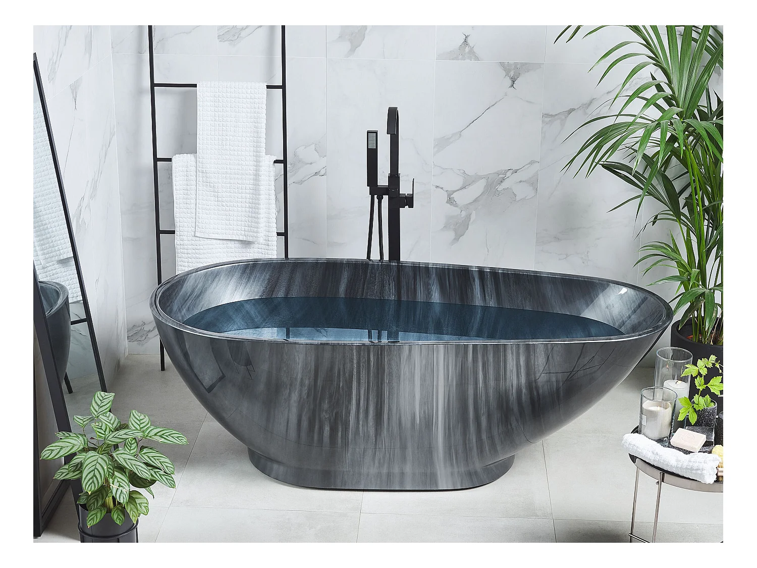 Vrijstaand bad RIOJA 170 x 80 cm Zwart marmer