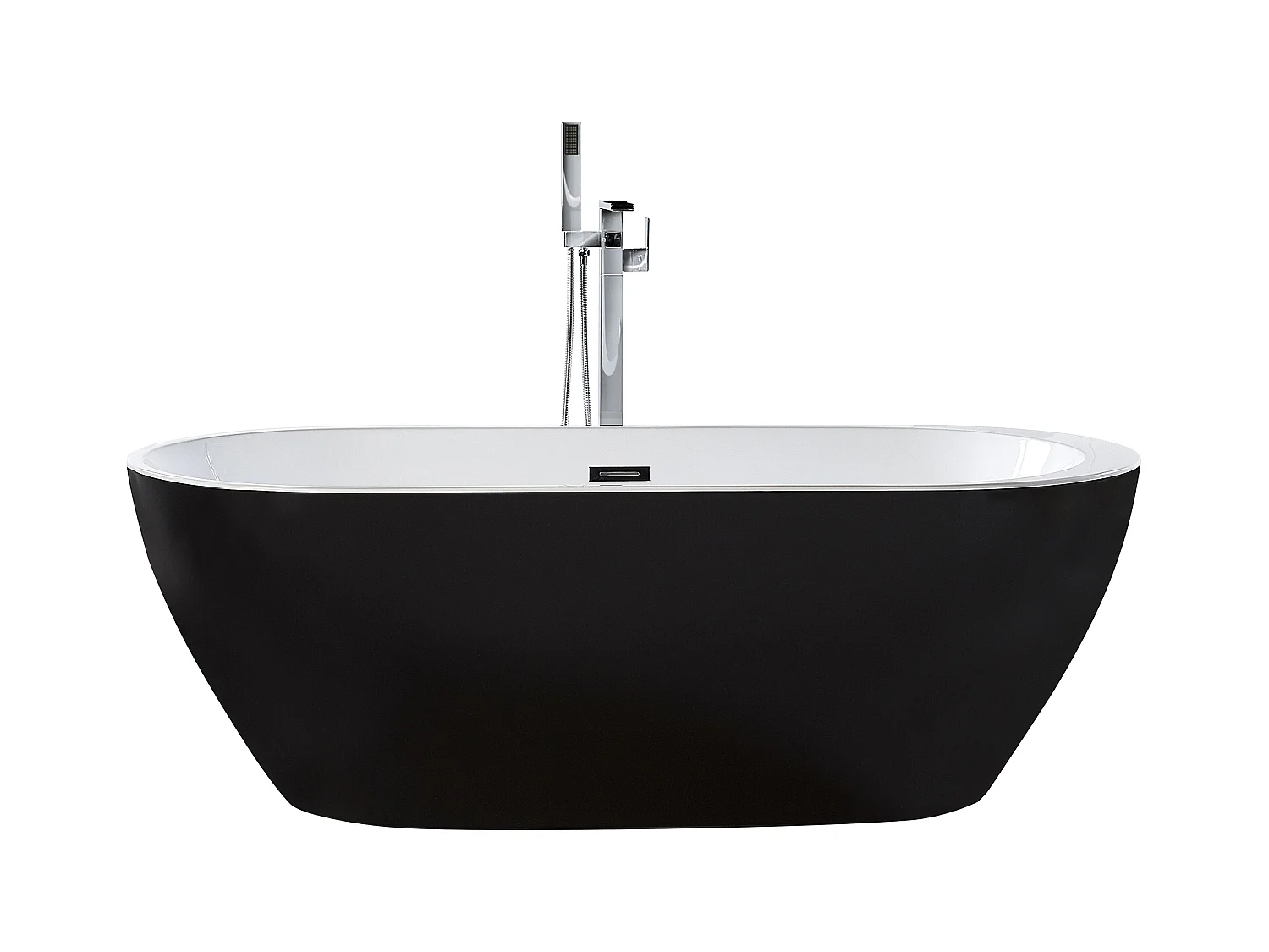 Moderne, freistehende Badewanne Sanitäracryl oval schwarz 160 x 75 cm Nevis