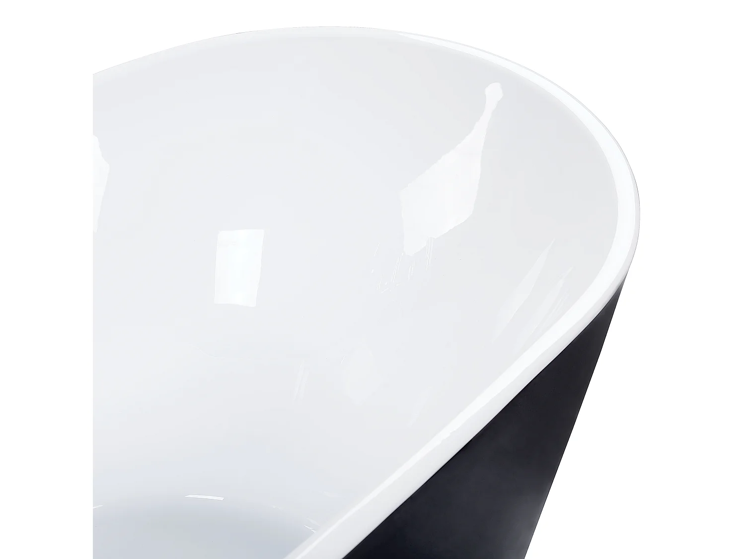 Edle Acryl Badewanne oval freistehend schwarz mit Überlauf 180 x 78 cm Antiqua