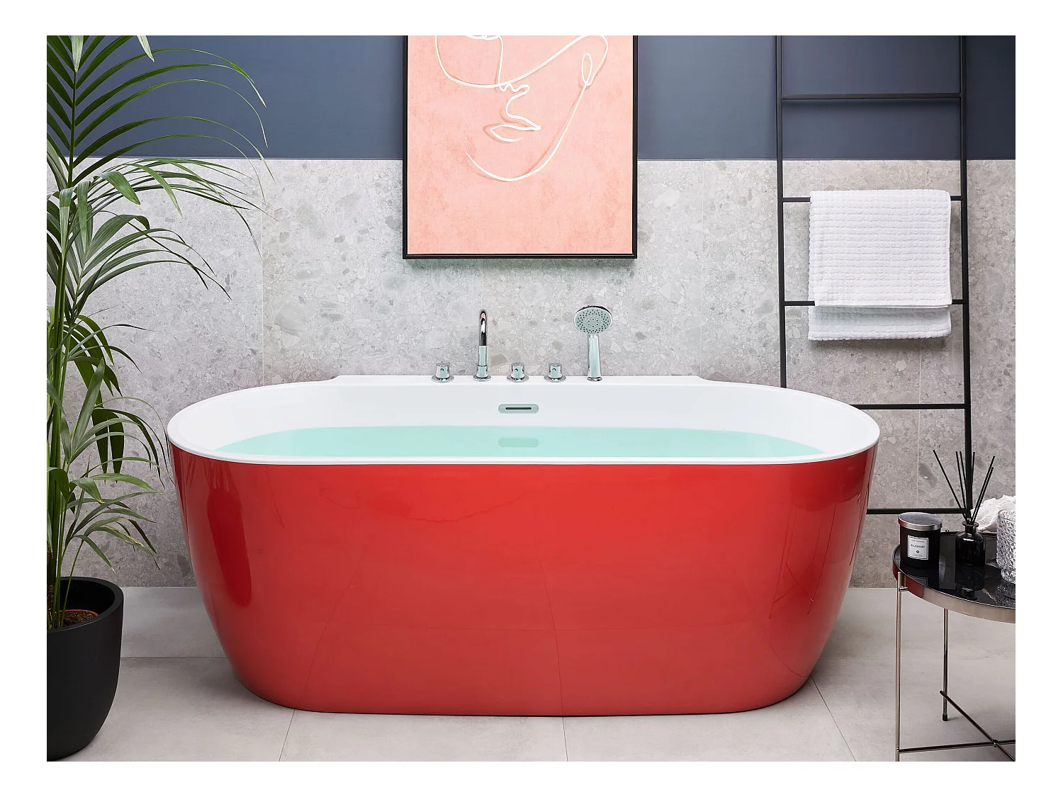 Vrijstaand bad ROTSO 170 x 80 cm Rood