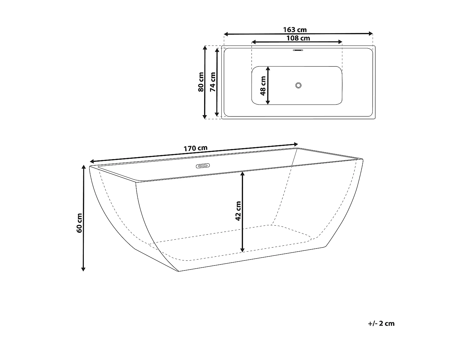 Baignoire îlot CABRUNA 170 x 80 cm Blanc