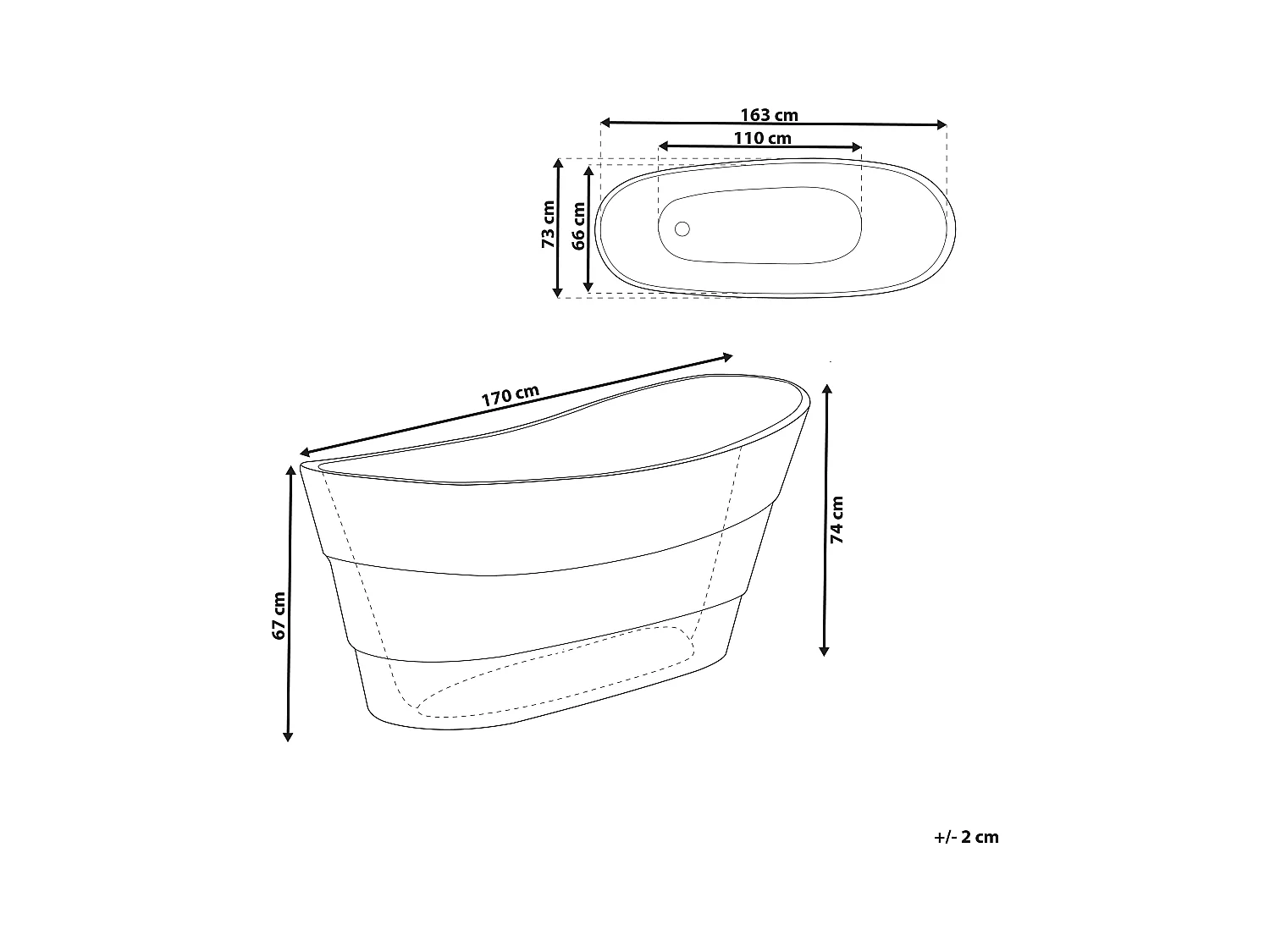 Baignoire îlot BUENAVISTA 170 x 73 cm Noir