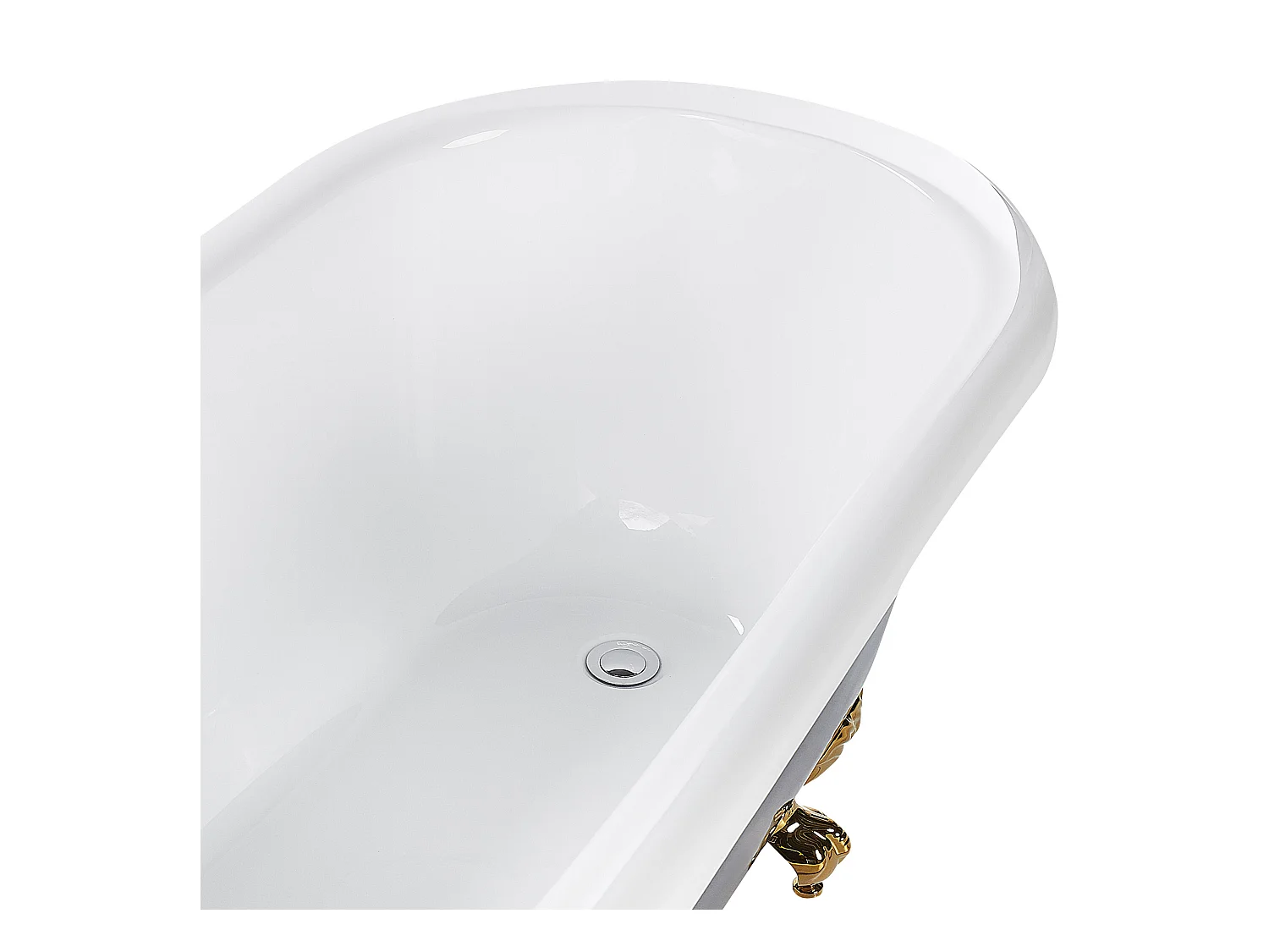 Retro Badewanne blau/weiß oval freistehend 153 x 77 cm Löwenfüße in Gold Cayman