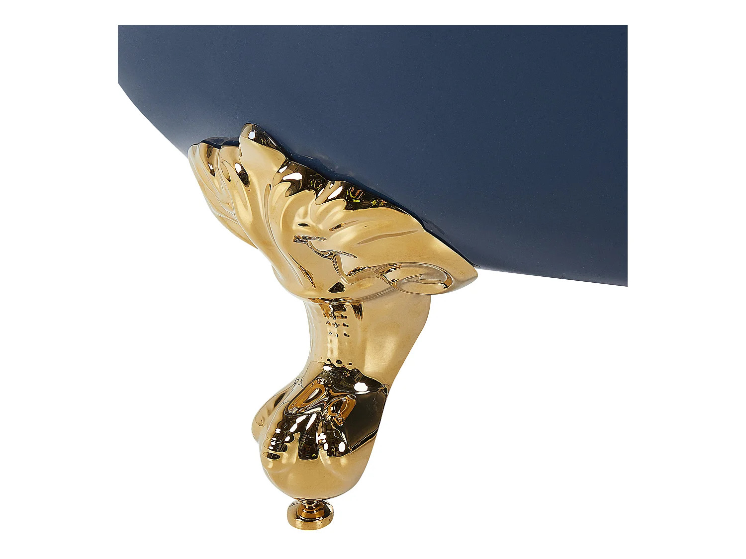 Retro Badewanne blau/weiß oval freistehend 153 x 77 cm Löwenfüße in Gold Cayman