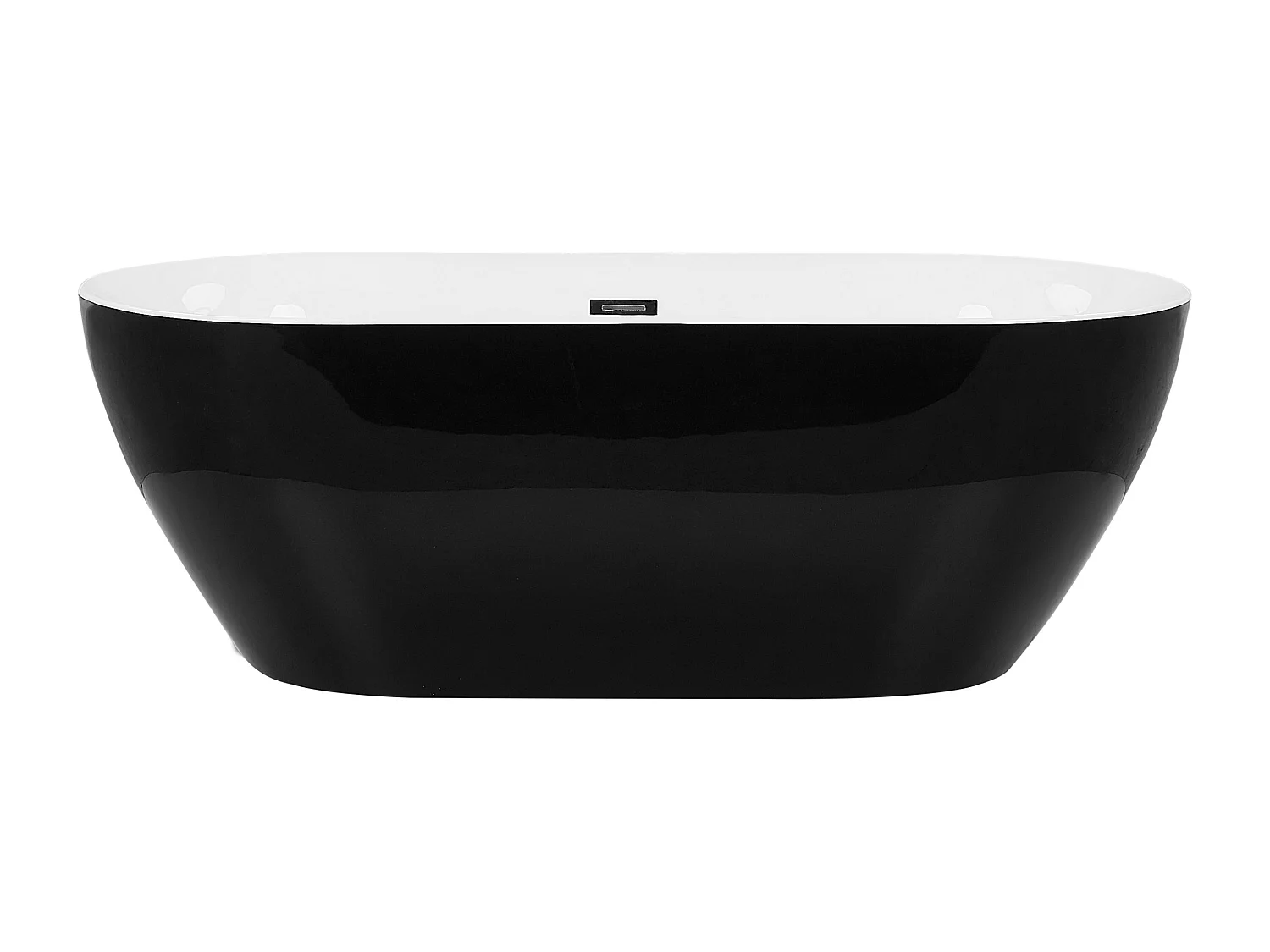 Stilvolle Acryl Badewanne oval freistehend schwarz mit Überlauf 170x80cm Carrera