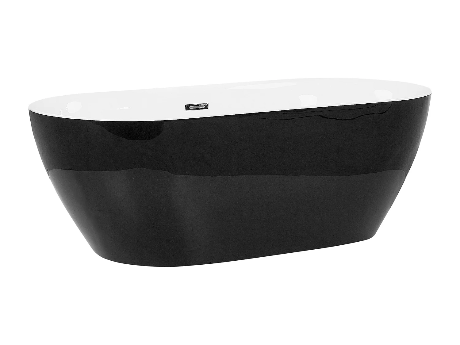 Stilvolle Acryl Badewanne oval freistehend schwarz mit Überlauf 180x80cm Carrera