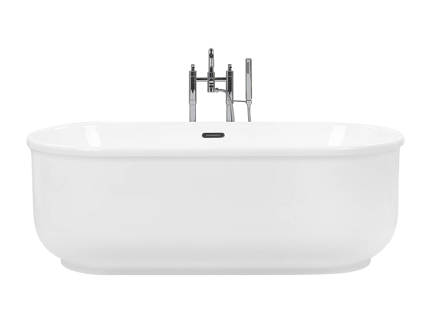 Moderne Acryl Badewanne oval freistehend weiß mit Überlauf 170 x 80 cm Pinel