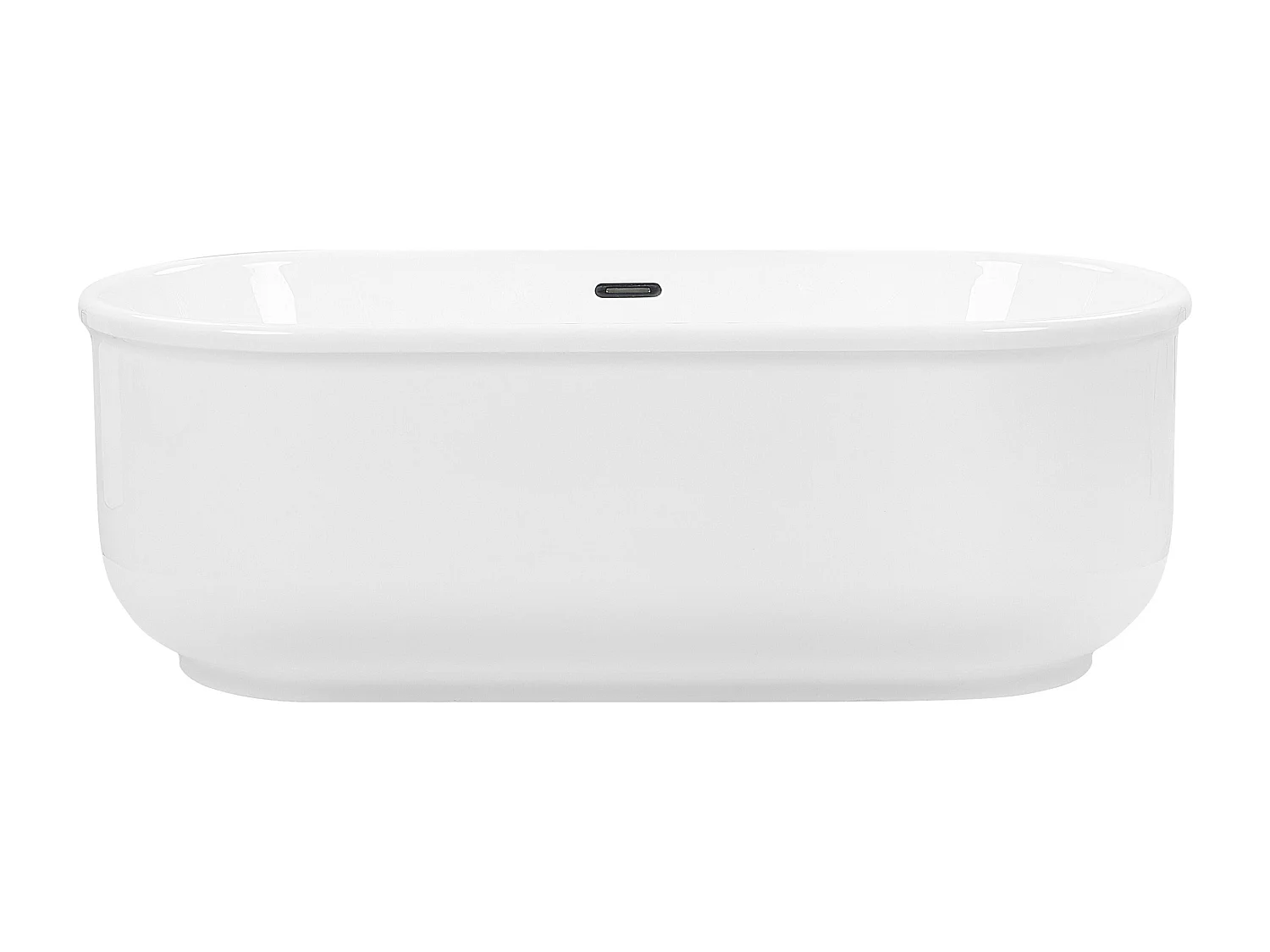 Moderne Acryl Badewanne oval freistehend weiß mit Überlauf 170 x 80 cm Pinel