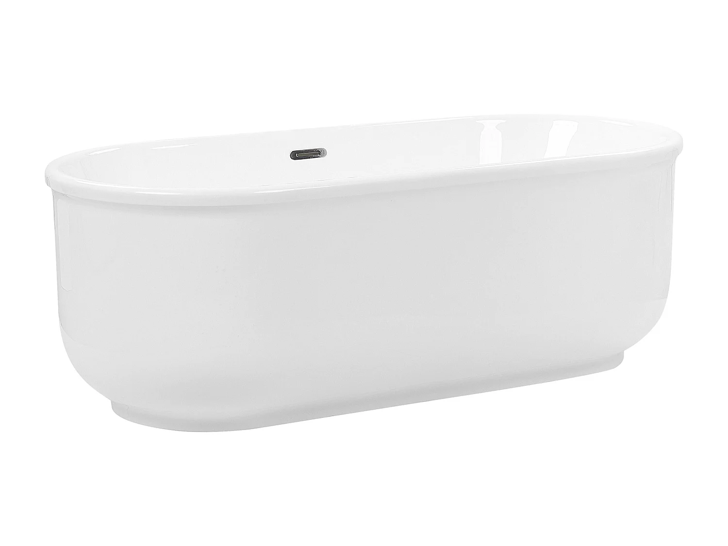 Moderne Acryl Badewanne oval freistehend weiß mit Überlauf 170 x 80 cm Pinel
