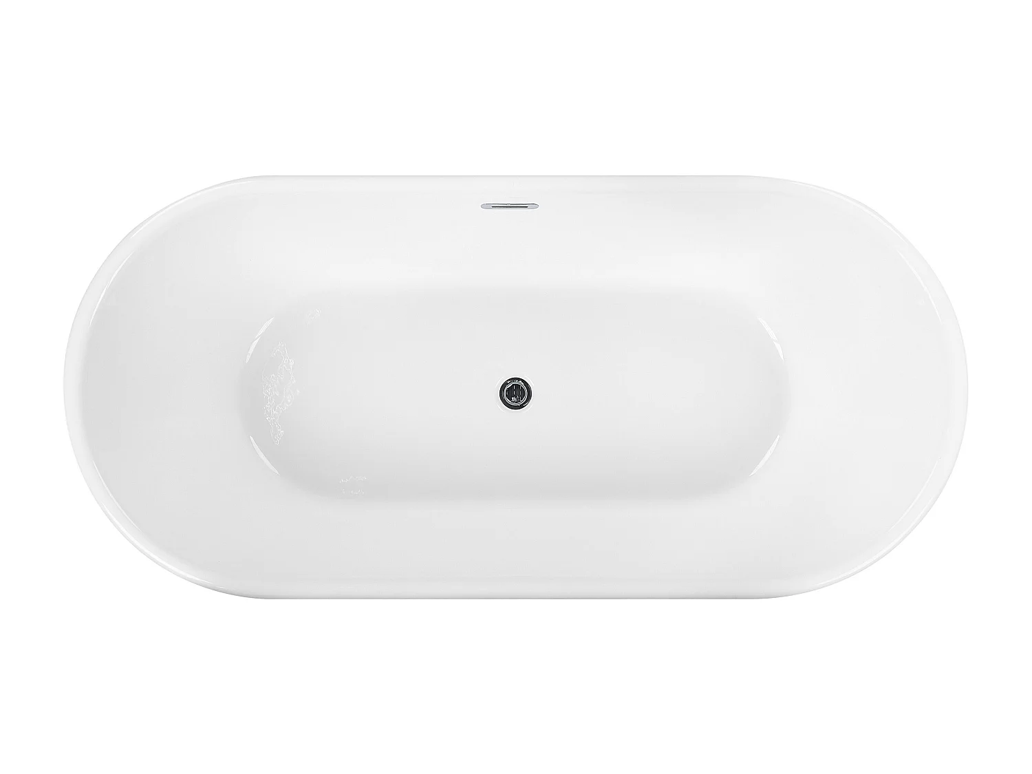 Moderne Acryl Badewanne oval freistehend weiß mit Überlauf 170 x 80 cm Pinel