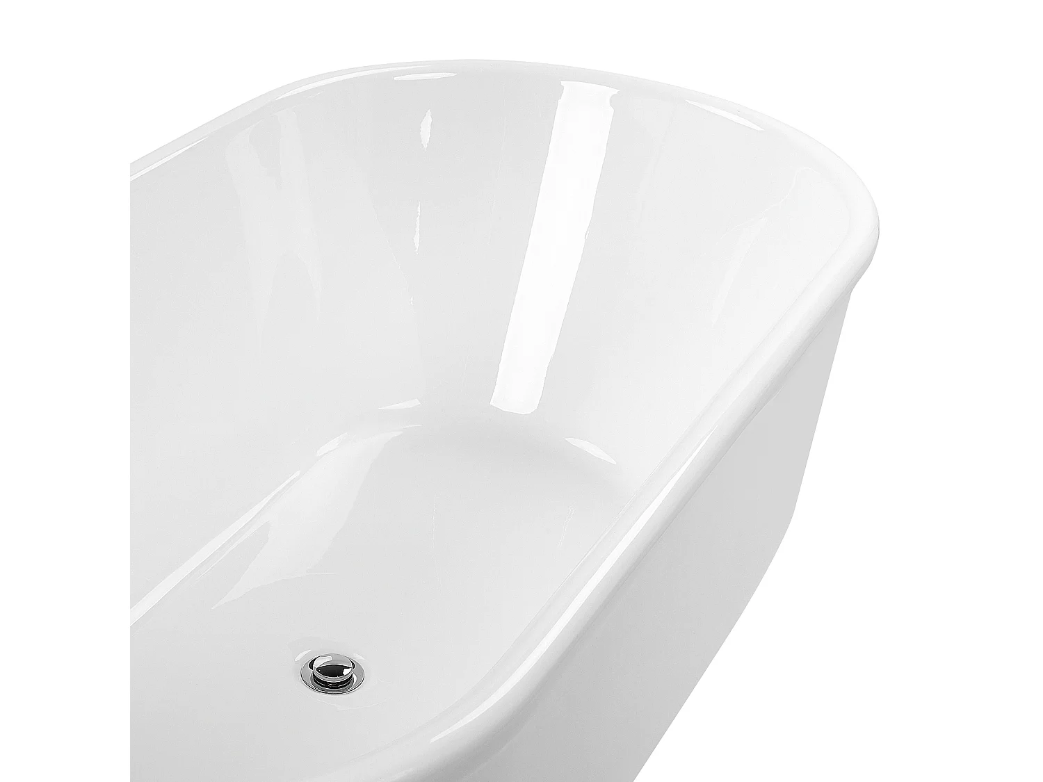 Moderne Acryl Badewanne oval freistehend weiß mit Überlauf 170 x 80 cm Pinel