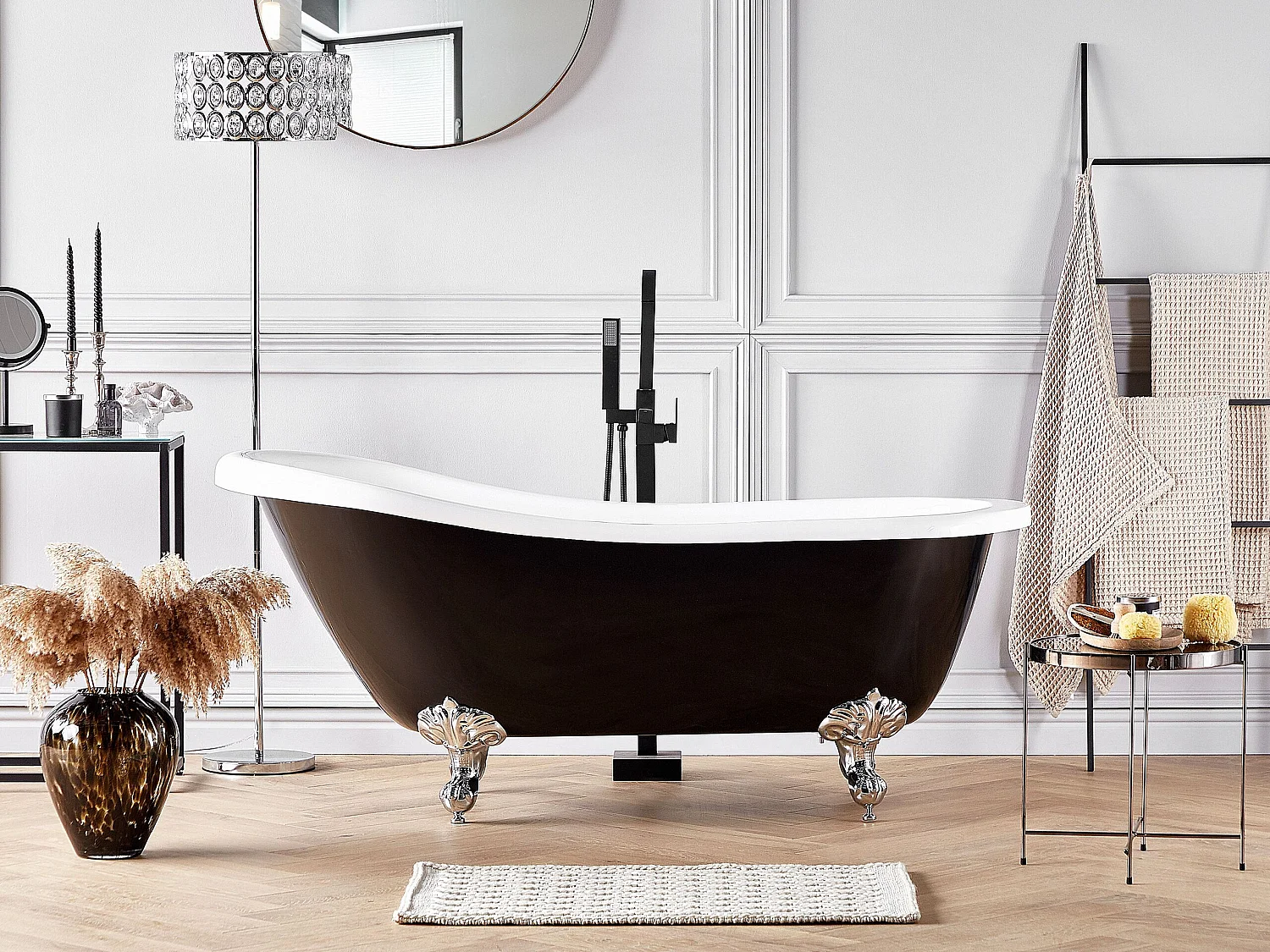 Vasca da bagno freestanding CAYMAN 170 x 76 cm Nero/ Bianco