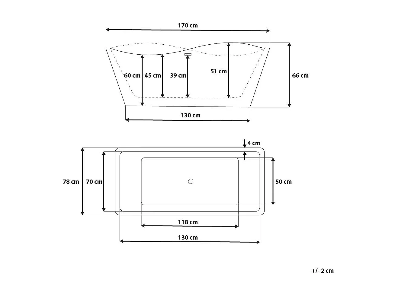 Baignoire îlot MARAVILLA 170 x 78 cm Blanc