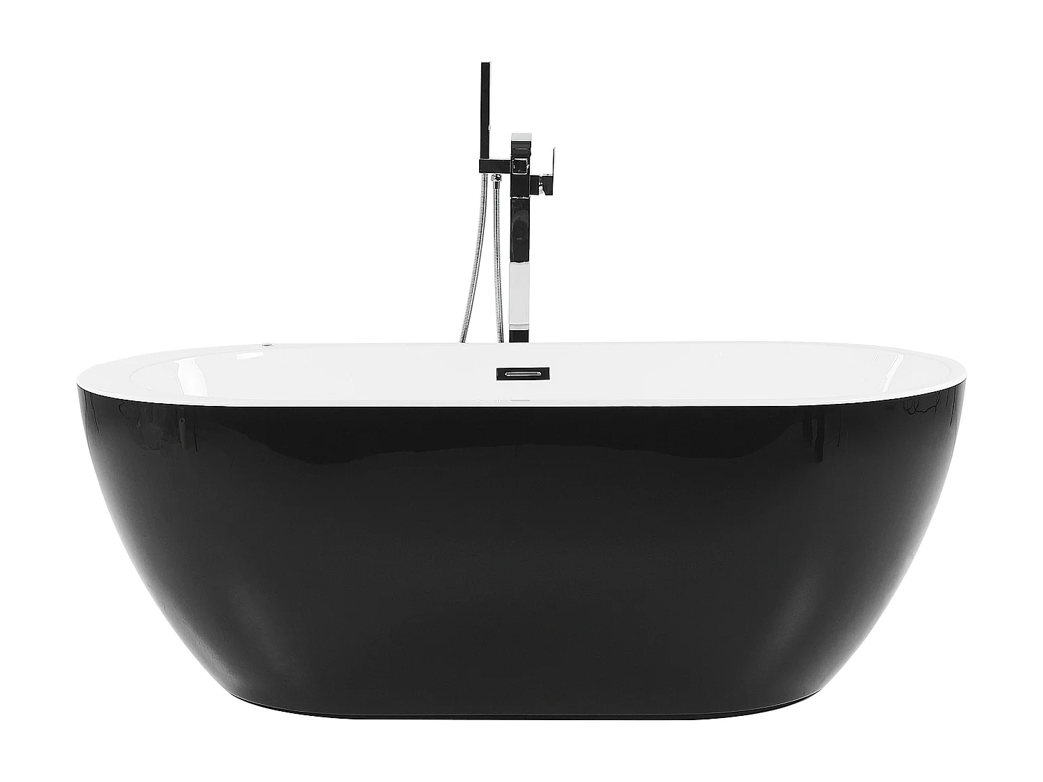 Baignoire îlot noire 170 x 80 cm avec LED NEVIS III