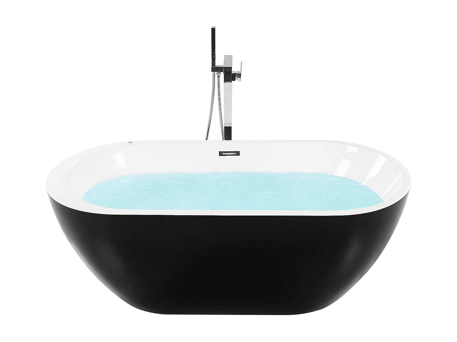 Baignoire îlot noire 170 x 80 cm avec LED NEVIS III