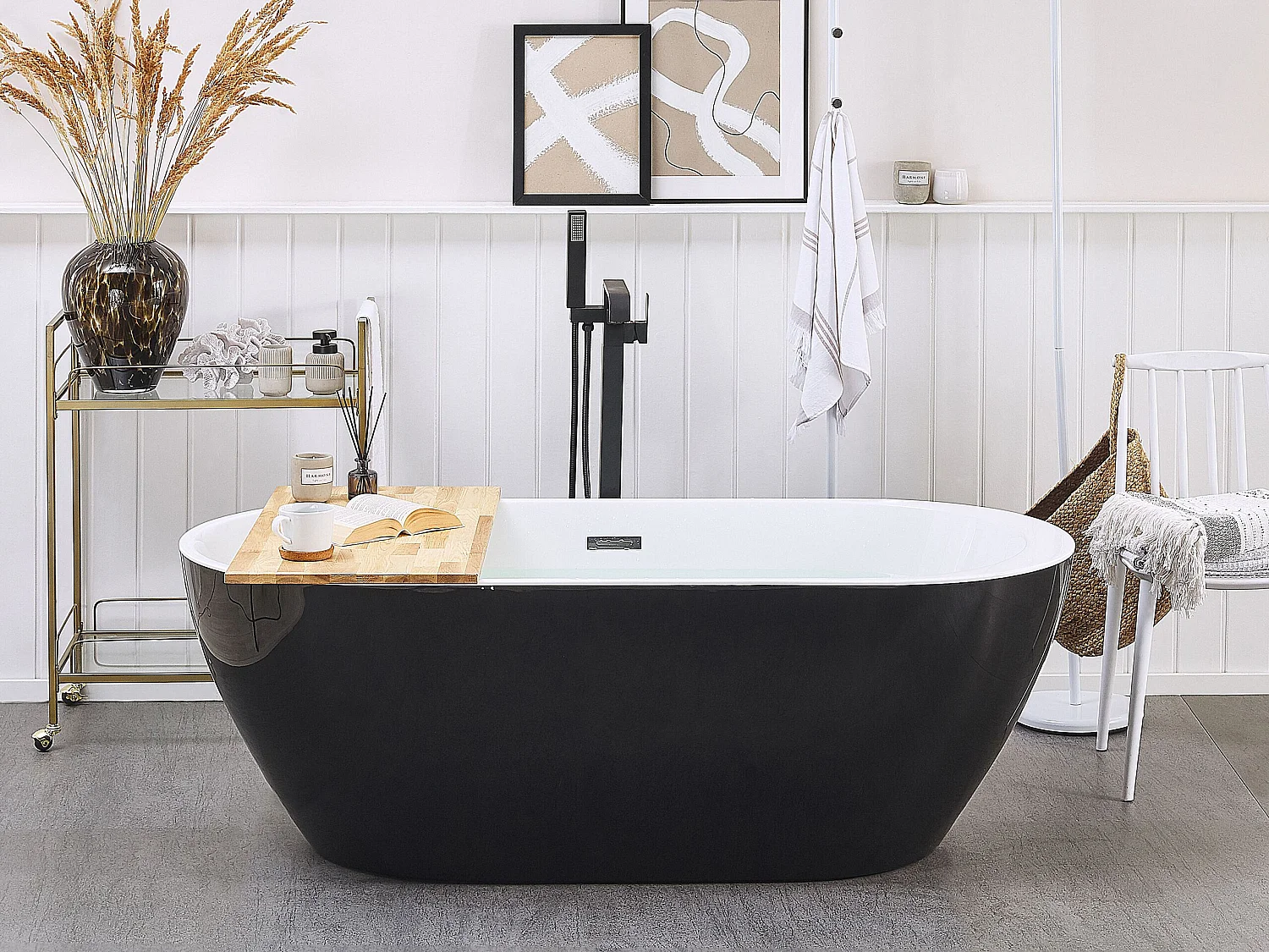 Vasca da bagno freestanding NEVIS 150 x 75 cm Nero