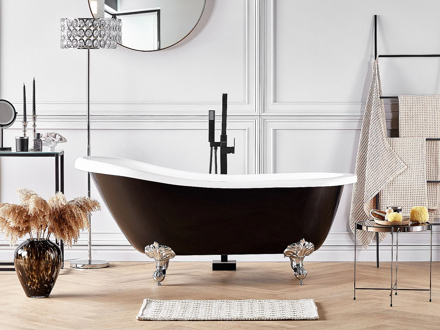 Baignoire îlot CAYMAN 153 x 77 cm Noir/blanc