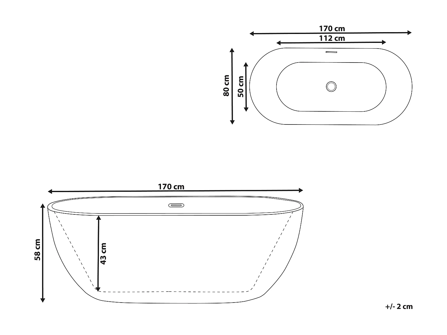 Banheira autónoma CARRERA 1700 x 800 mm Bordeaux