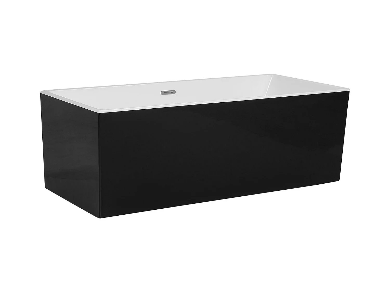 Acryl Badewanne rechteckig freistehend schwarz mit Überlauf 170 x 81 cm Rios