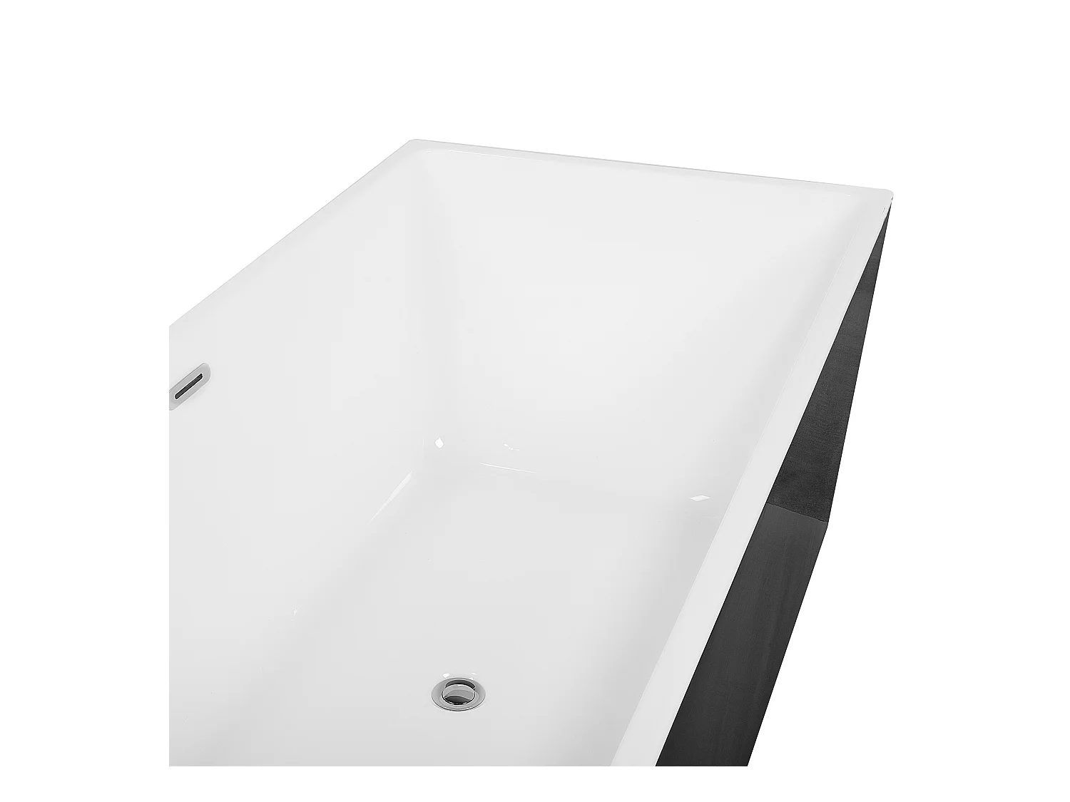 Acryl Badewanne rechteckig freistehend schwarz mit Überlauf 170 x 81 cm Rios