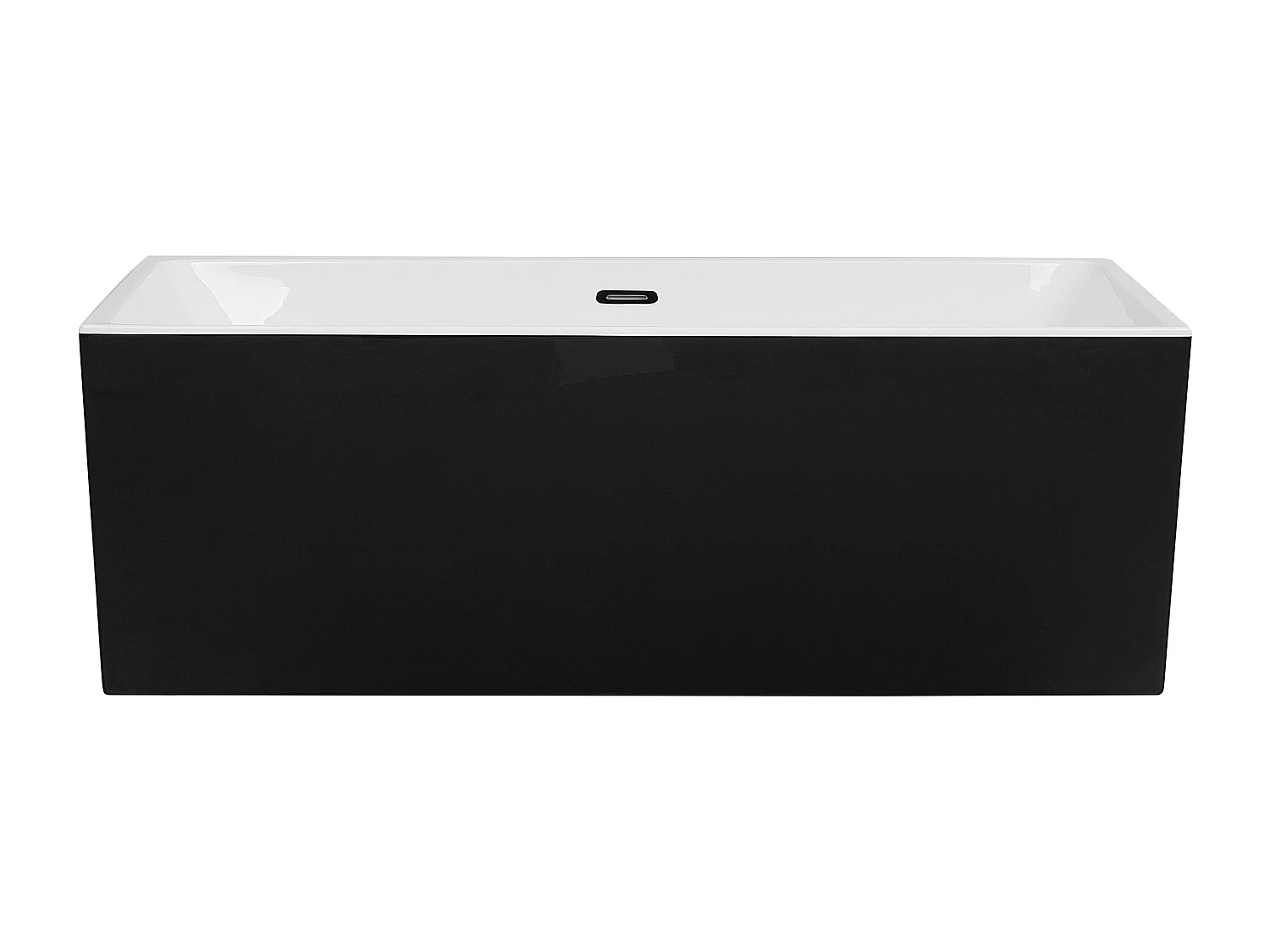Acryl Badewanne rechteckig freistehend schwarz mit Überlauf 170 x 81 cm Rios